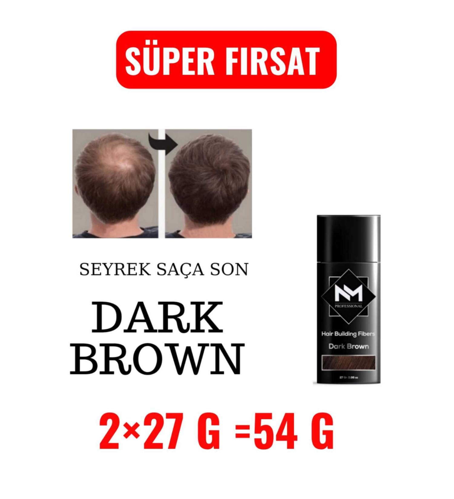NM Professional 54gr Dark Brown Hair Thickening Powder Fiber Keratin Topical Hair Powder - Buy Online on GoSupps.com