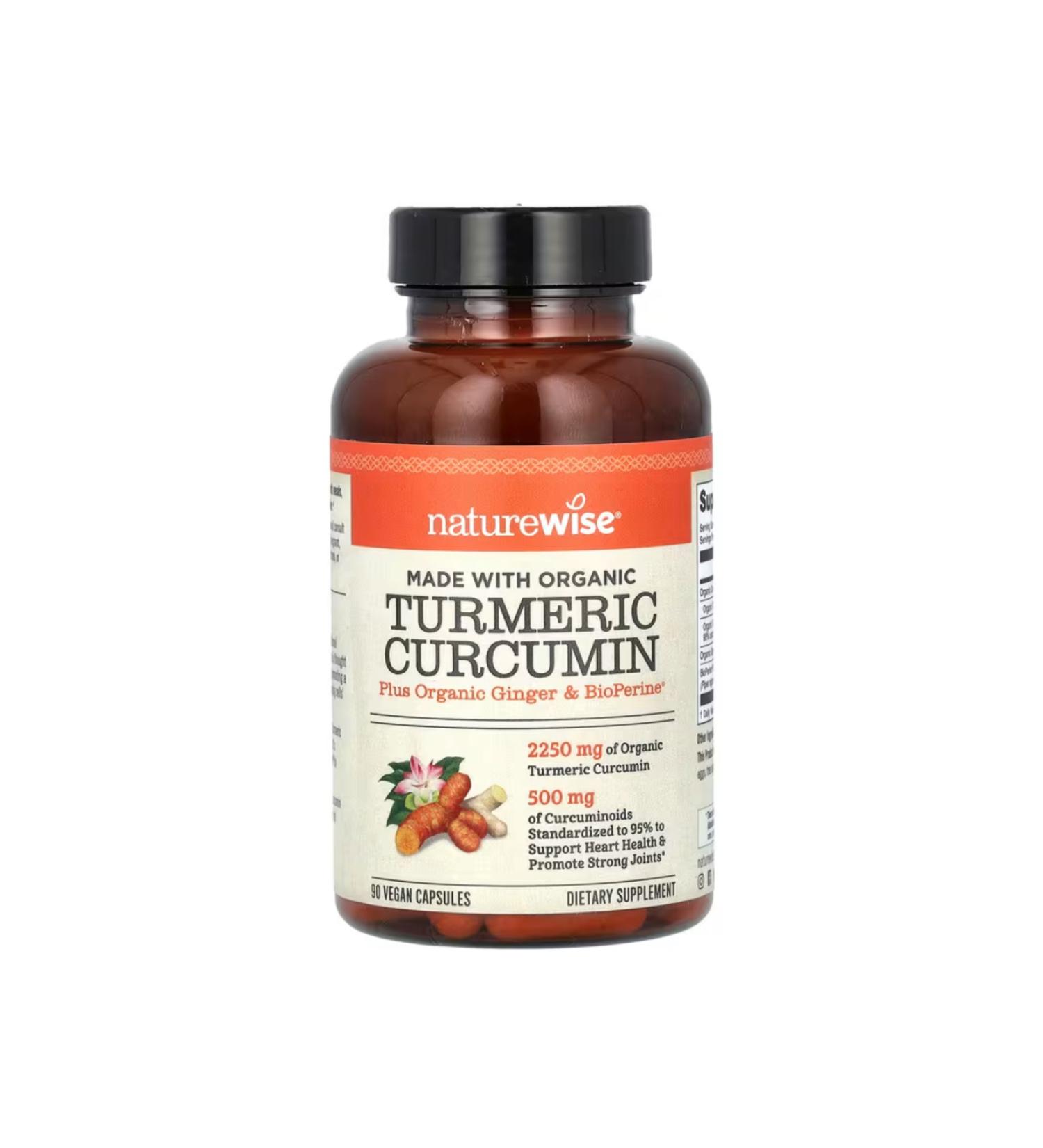 Nature Wise Organic Turmeric Curcumin 90 Vegan Capsules