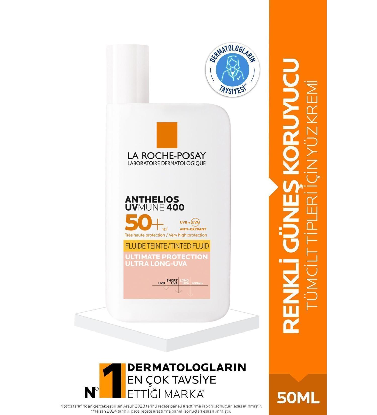 La Roche Posay Anthelios Uvmune400 Invisible Fluid - Tinted Face Sunscreen SPF50+ 50ml - Buy Online on GoSupps.com