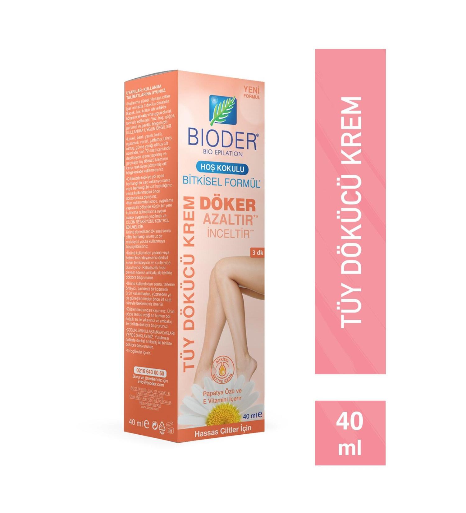 Bioder Hair Removal Cream - Sensitive Skin Chamomile Extract 40 ml Hair Reducing Effect - Buy Online on GoSupps.com