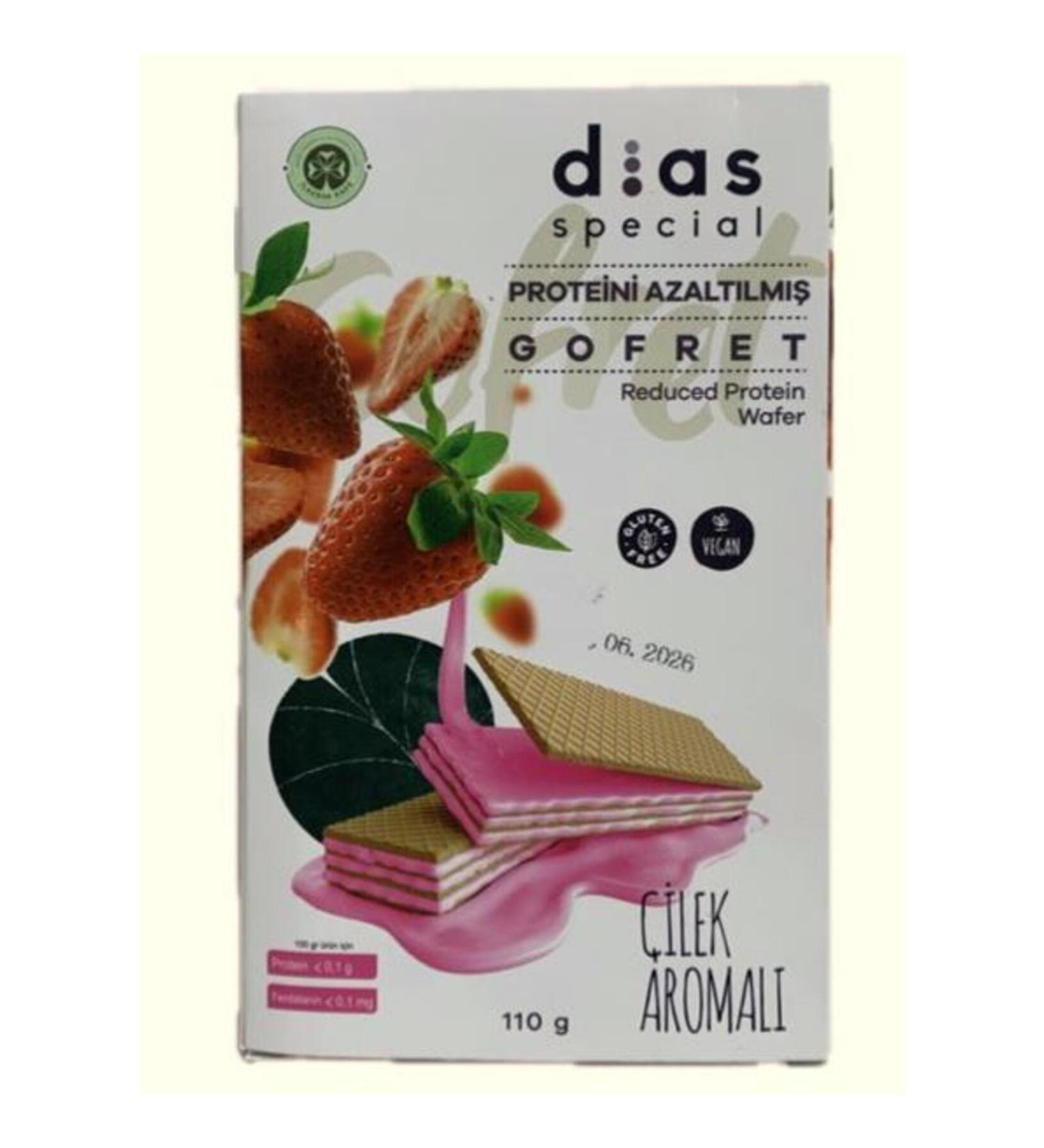 dias special Strawberry Gluten Free Vegan Wafer 110 g - Reduced Protein