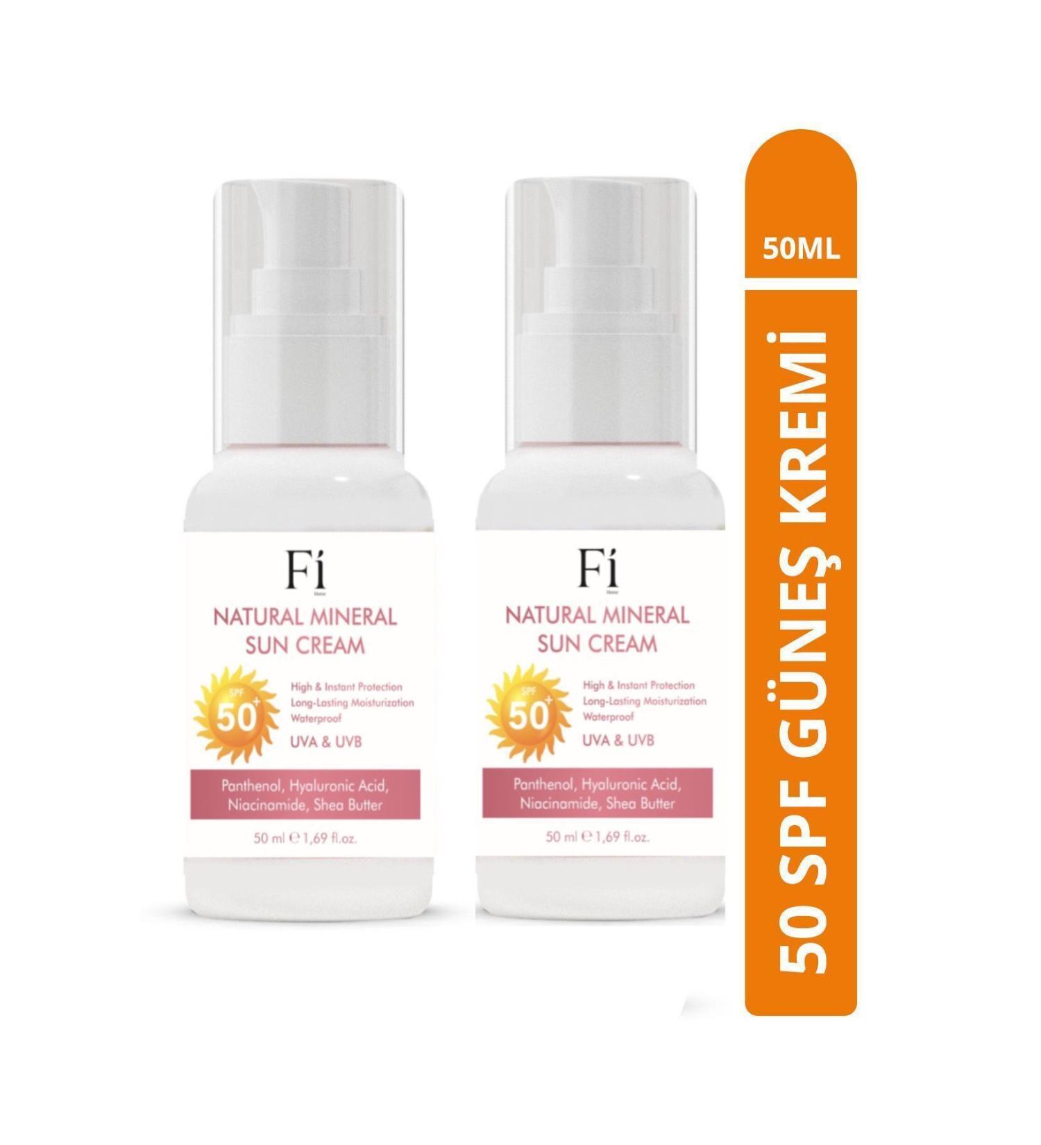 F HOME Natural Mineral Shea Butter Spf50+ High Protection 2 PCS Face Sun Cream 50ml