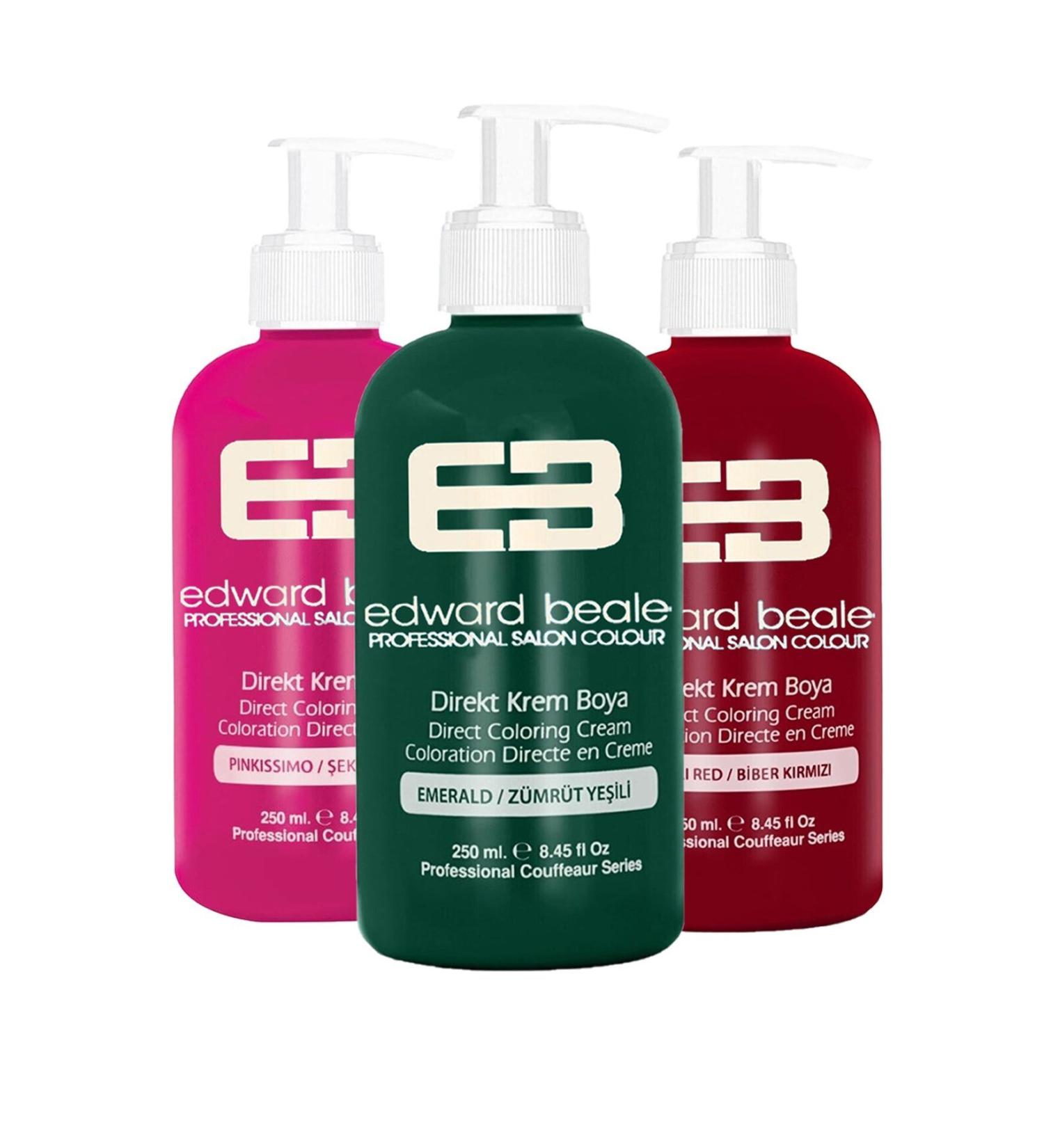 Edward Beale Emerald Green / Pepper Red / Candy Pink Balayage Color Hair Dye 250ml Set of 3