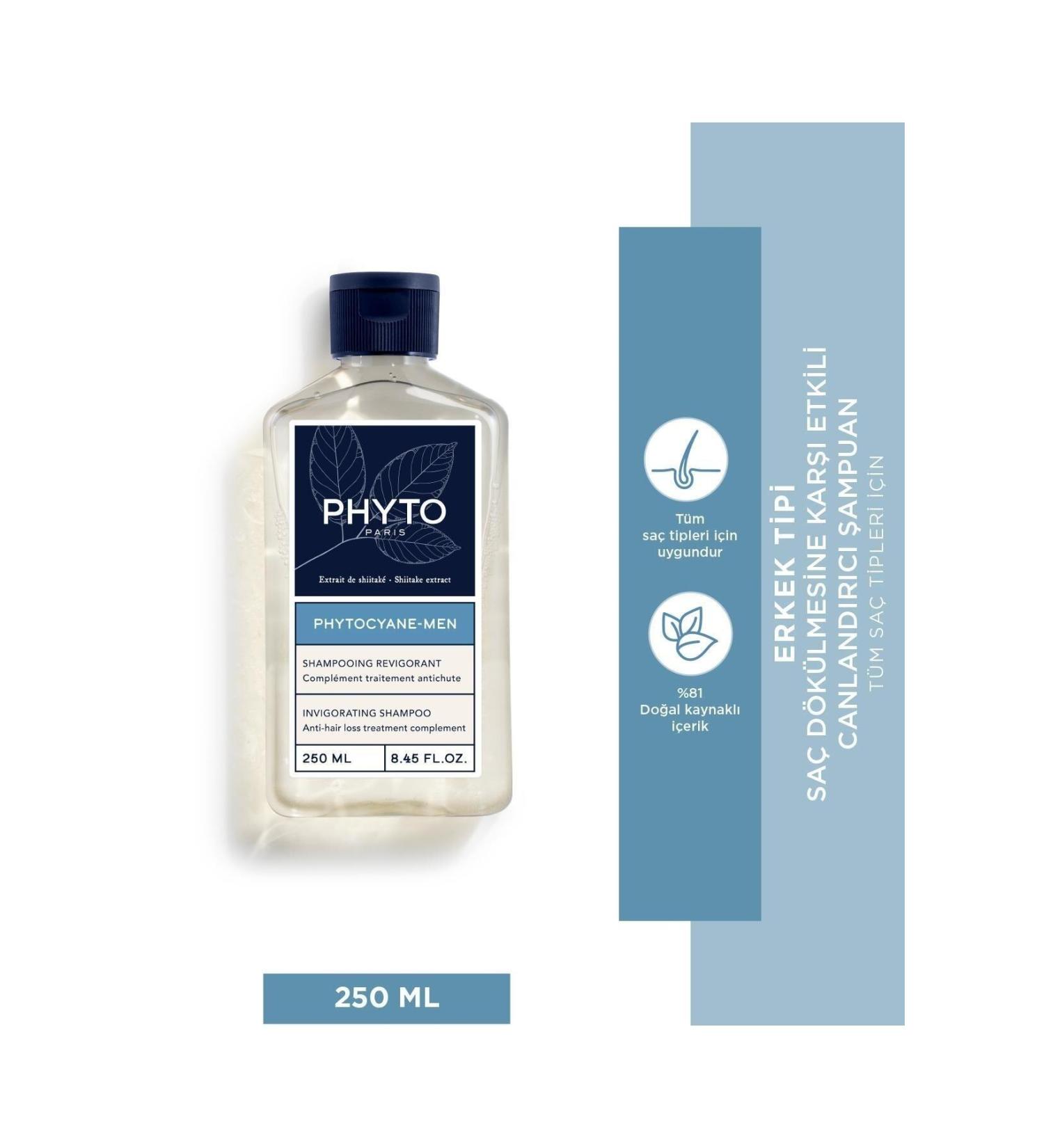 Phyto Phytocyane Men Invigorating Shampoo Men's Type Hair Loss Revitalizing Shampoo 250Ml