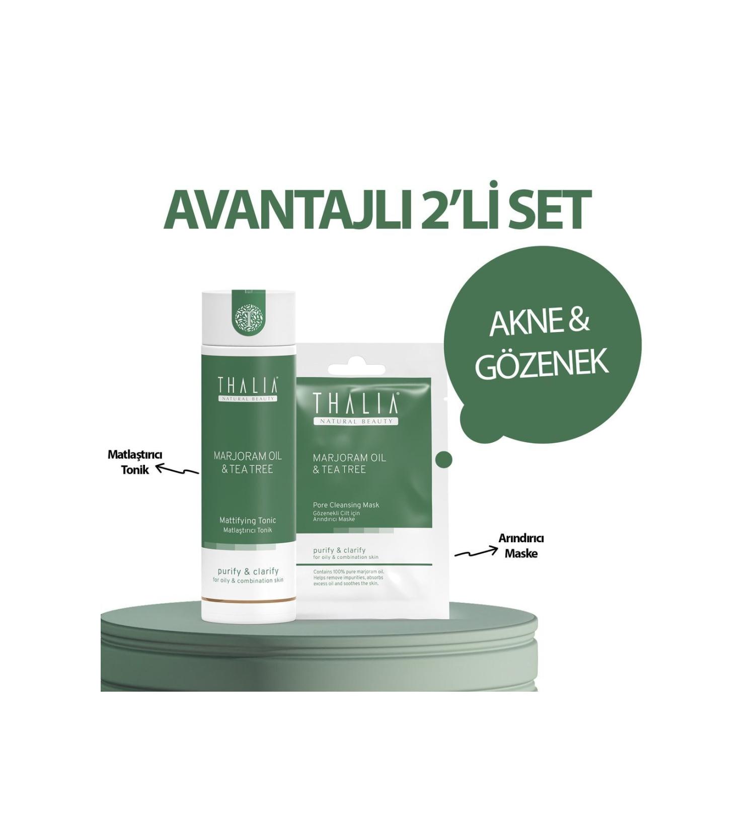 Thalia Acne & Pore Tightening Marjoram and Tea Tree Oil 2-Piece Skin Care Set