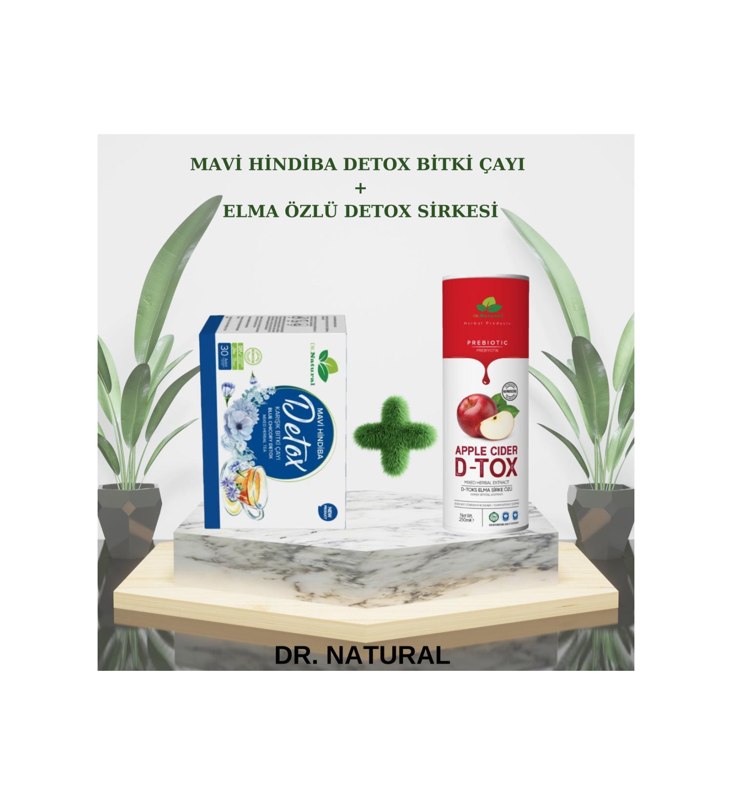 DRNATURAL Blue Chicory Detox Mixed Herbal Tea and Apple Extract Detox Vinegar 250 ml