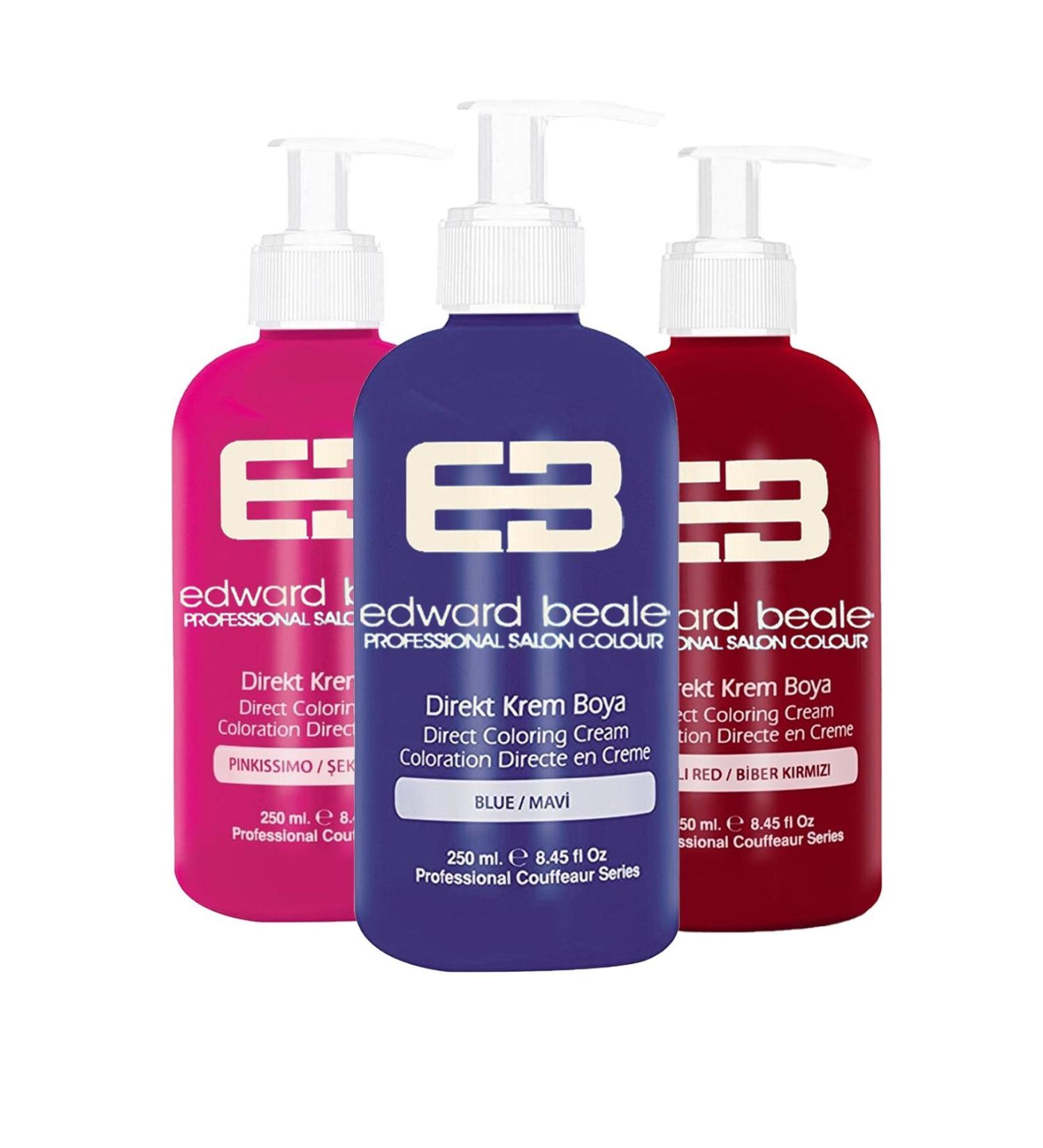 Edward Beale Candy Pink / Blue / Pepper Red Balayage Color Hair Dye 250ml Set of 3