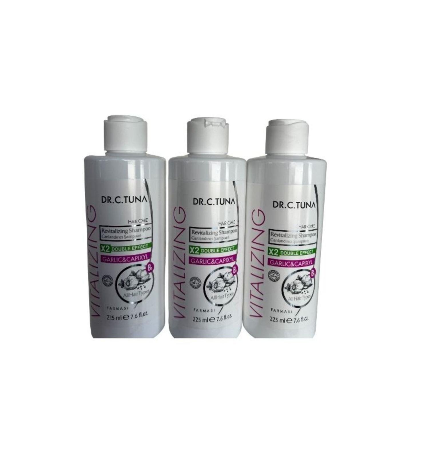 Farmasi Dr. C. Tuna Vitalizing Revitalizing Garlic Shampoo for All Hair - 225ml Set of 3