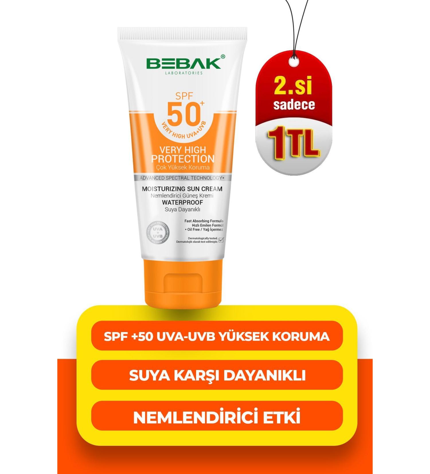 Bebak Moisturizing Sun Cream 50 Spf 75 ml Tube - Buy Online on GoSupps.com
