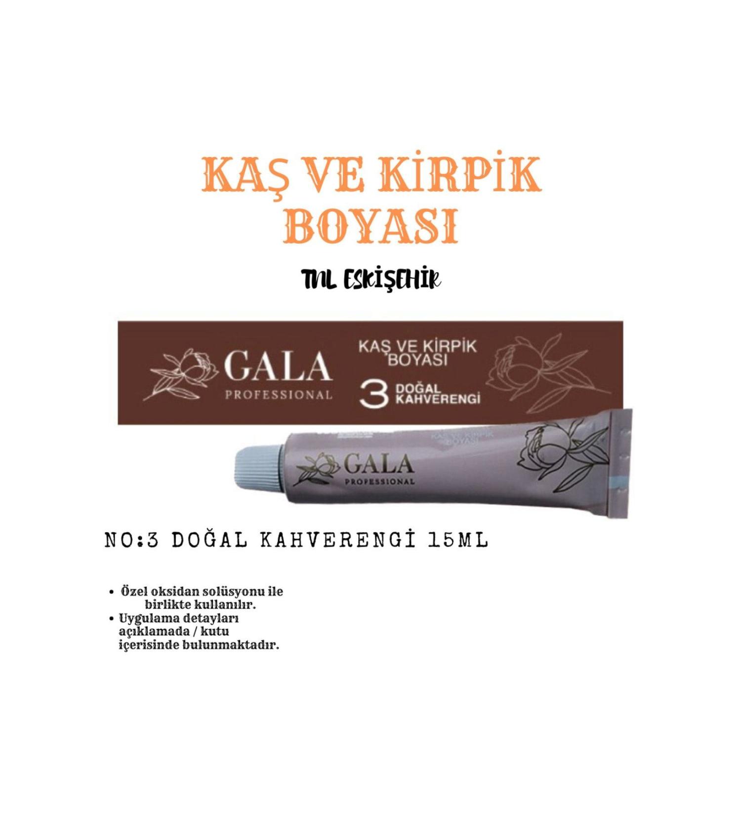 GALA Professional Eyebrow and Eyelash Dye No: 3 Natural Brown 15 Ml