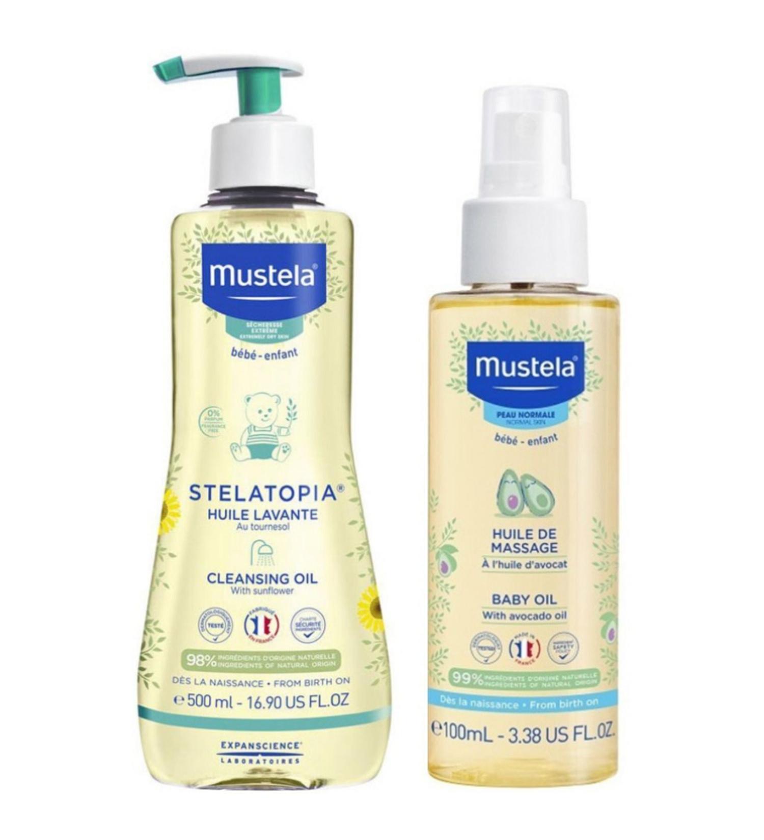 Mustela Stelatopia Cleansing Oil 500 ml - Mustela Baby Care Massage Oil 100ml