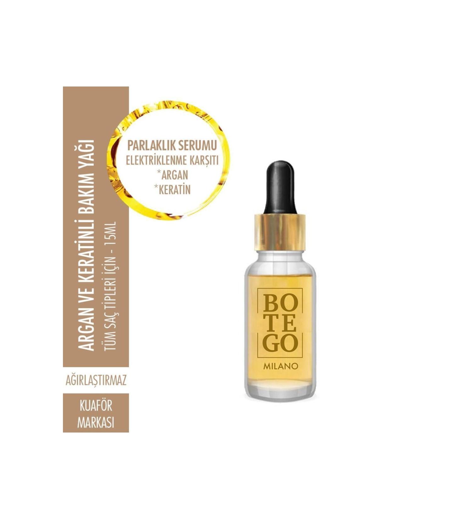 botegohair Botego Milano Argan Oil & Keratin Moisturizing Repair Care Serum 10 ml - Buy Online on GoSupps.com