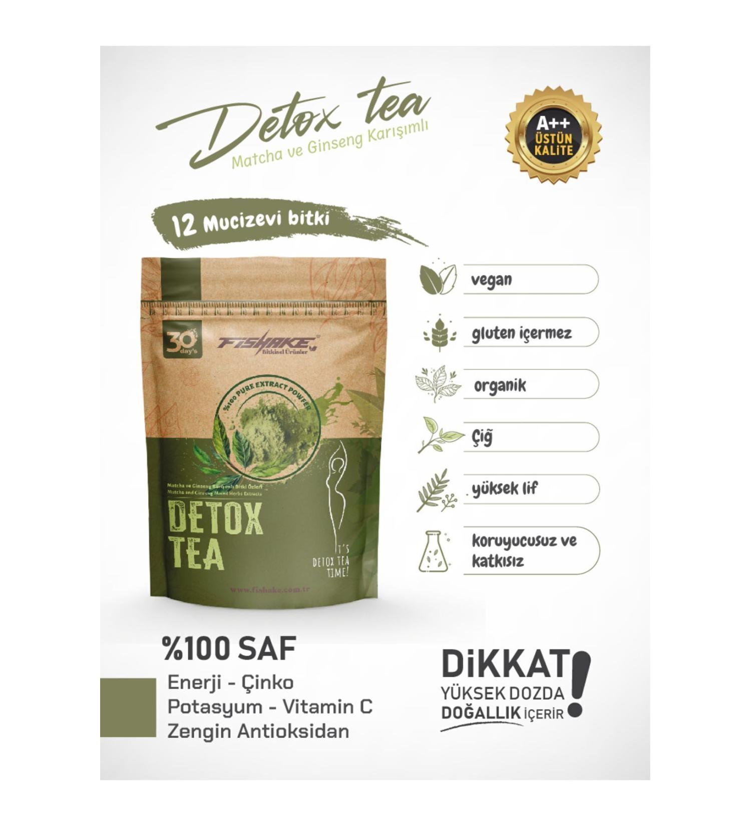FiShake Detox and Diet Tea with Matcha and Ginseng (30 Days) - Buy Online on GoSupps.com