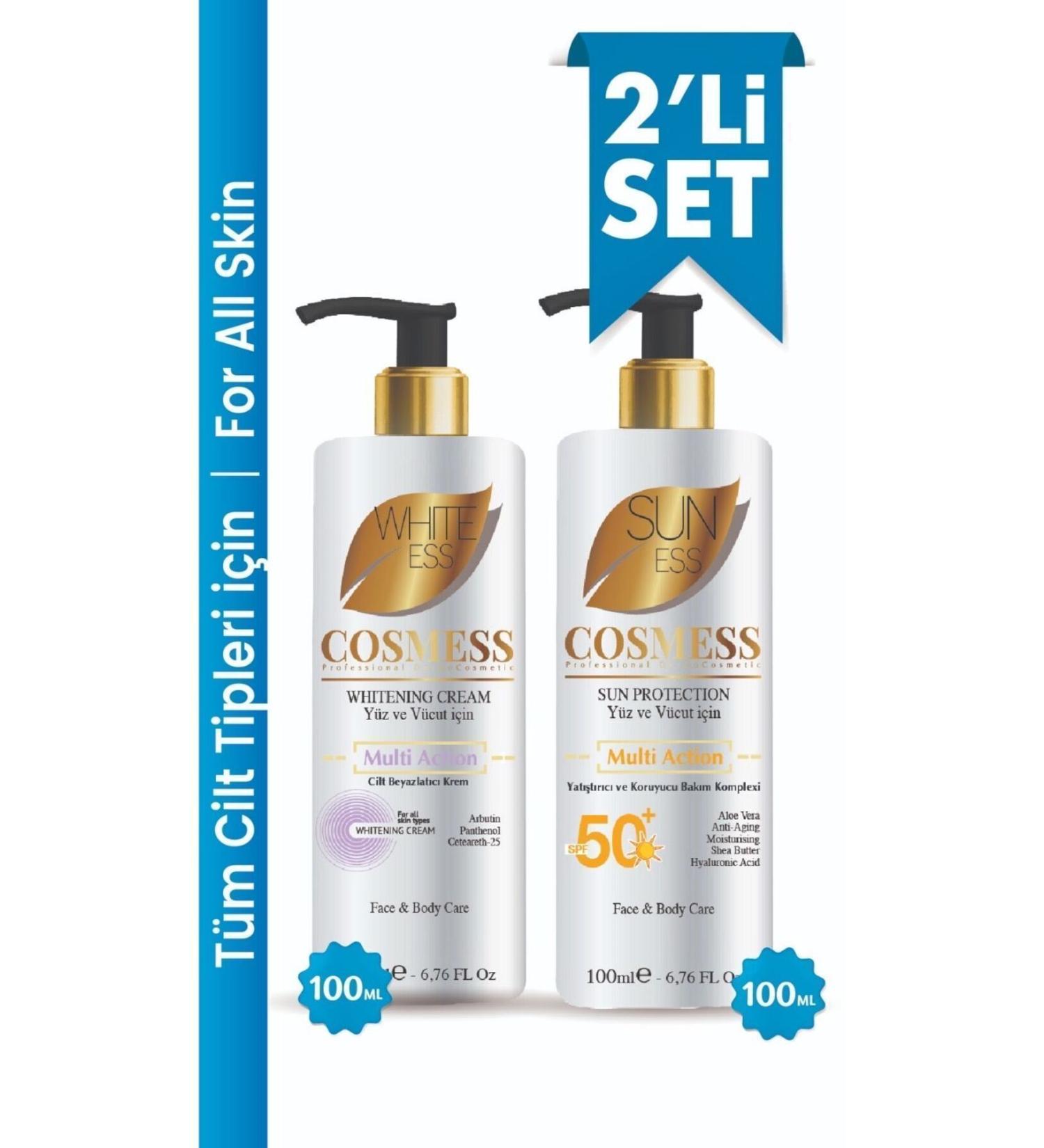 Cosmess Face and Body Whitening Cream and 50 Spf Sunscreen - High Protection Factor Sun Cream -100ml - Buy Online on GoSupps.com