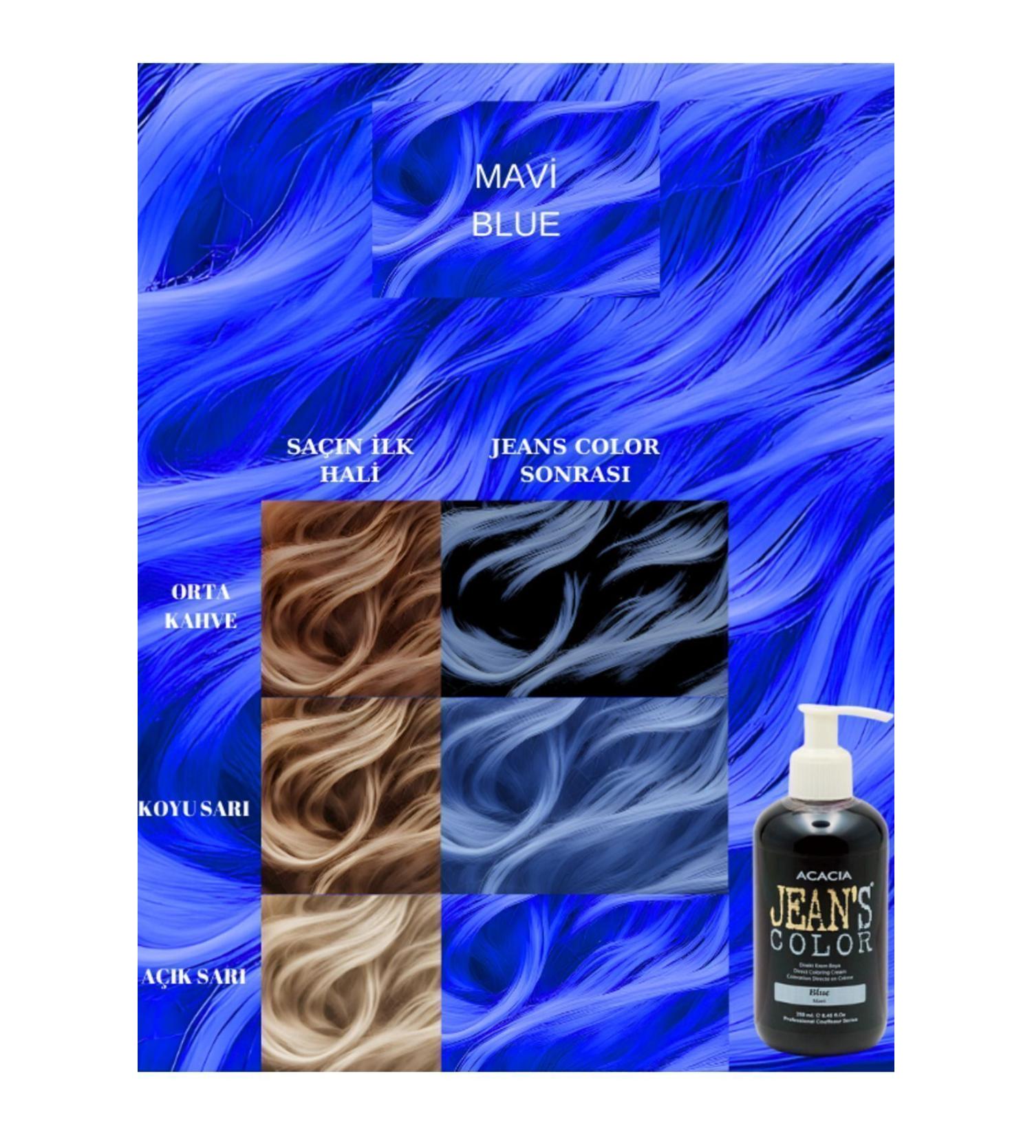 jeans color Ammonia-Free Blue Colored Hair Dye 250 ml Odorless Water-Based Blue Hair Dye Colors Lightened Hair. - Buy Online on GoSupps.com