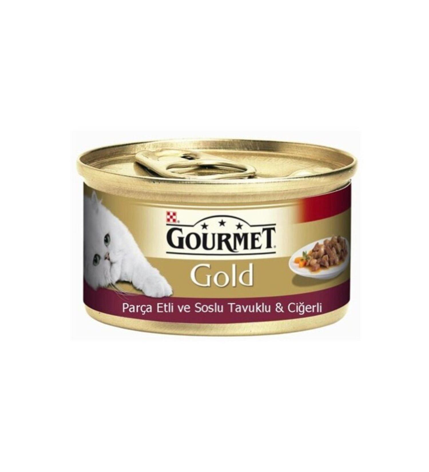 Gourmet Purina Gold Chicken Liver Cat Canned Food 85 gr X 24 Pieces