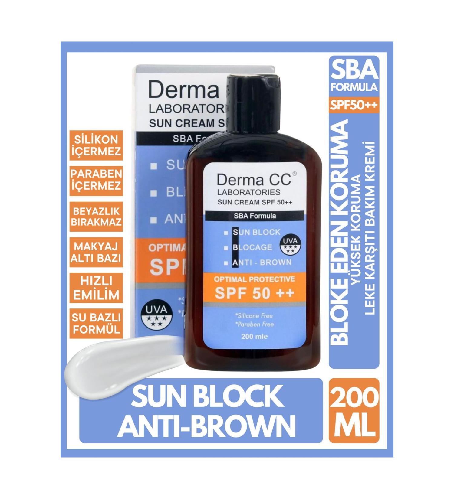 Derma CC LABORATORIES Derma Cc Sun Cream Spf50 ( Plus Plus ) 200ml - Sun Block - Anti Brown - Blocage - Buy Online on GoSupps.com
