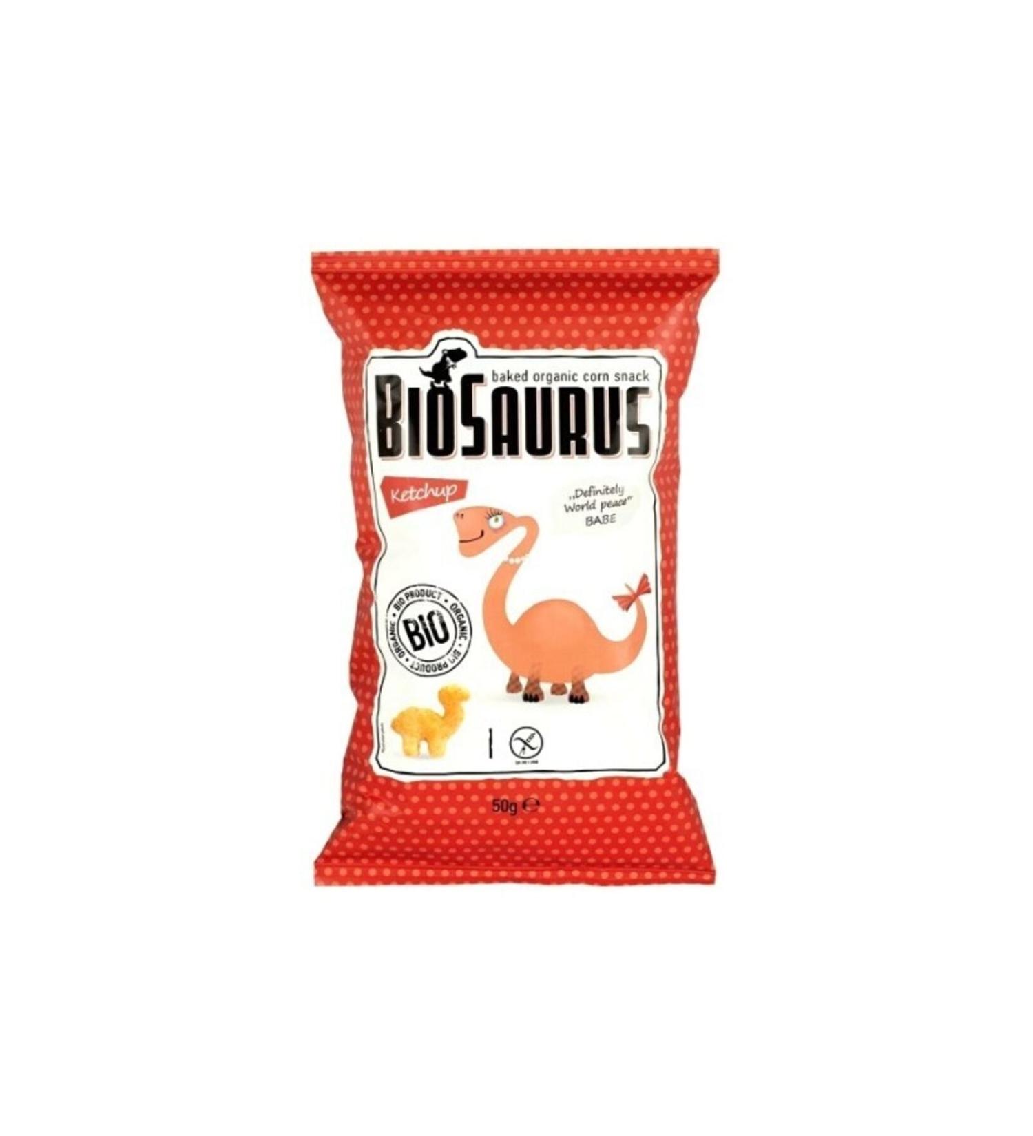 Biosaurus Baked Organic Corn Snacks with Ketchup Seasoning 50g
