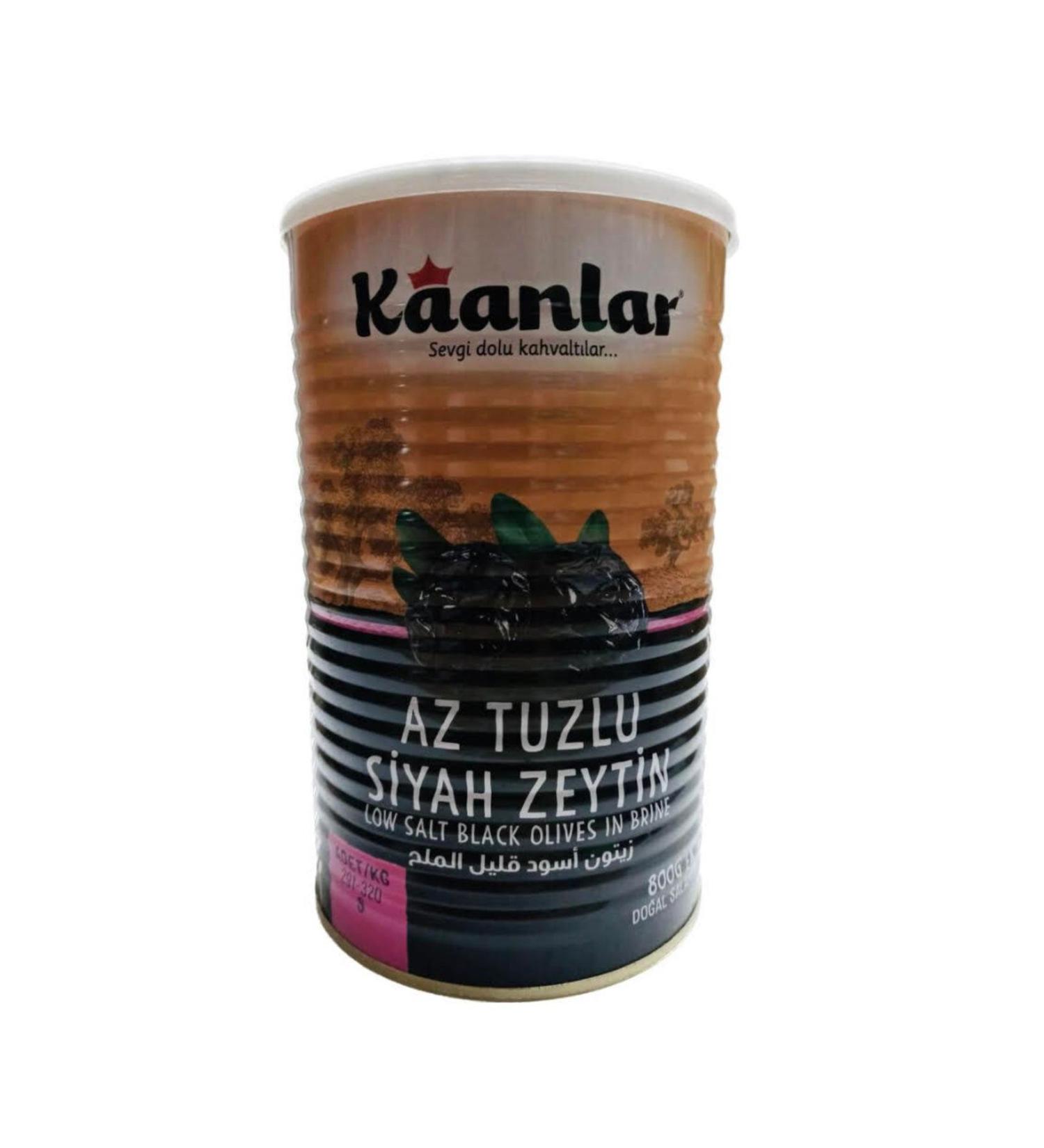 Kaanlar Lightly Salted Black Olives Natural Brine 800 gr.