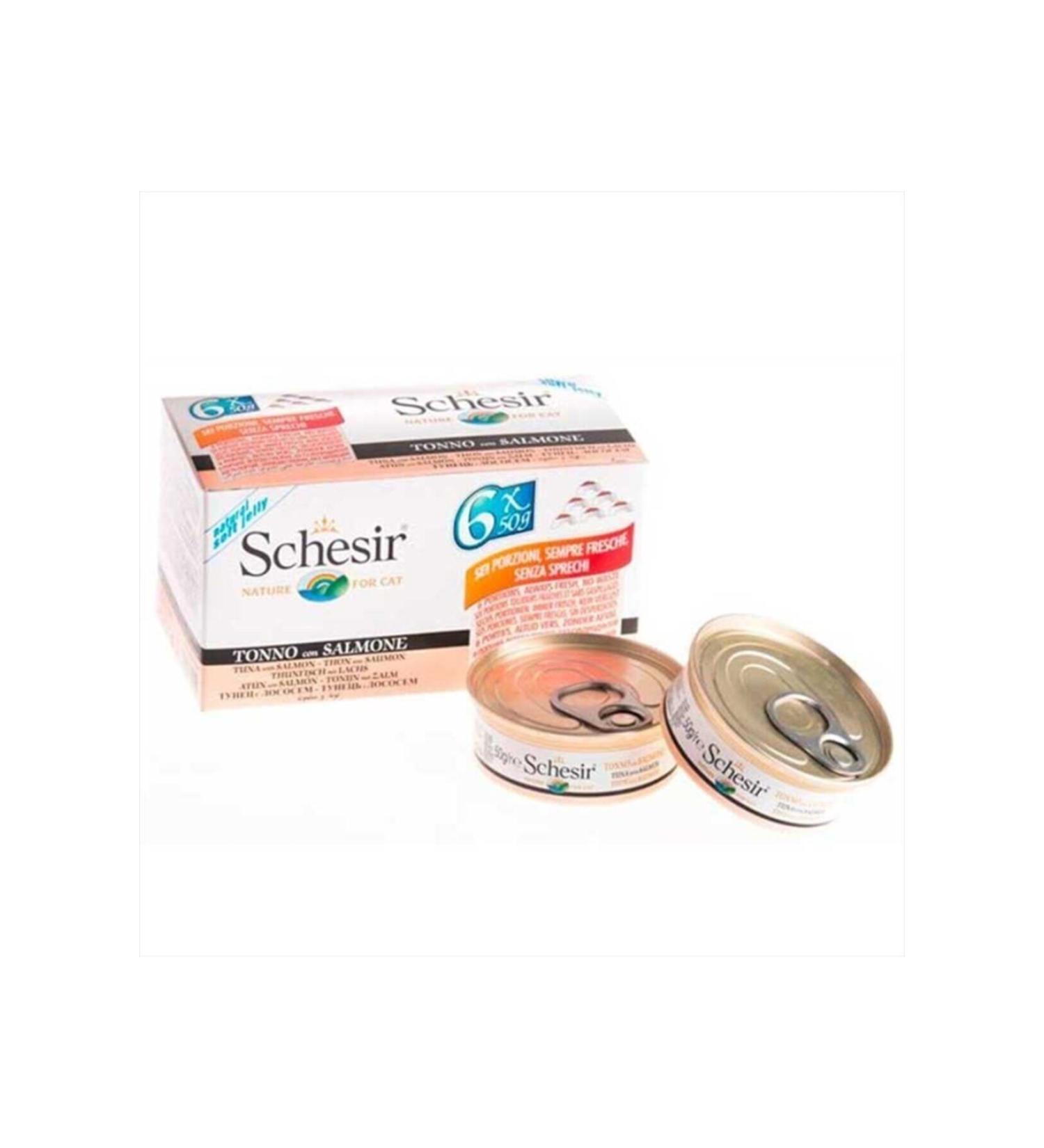Schesir Tuna and Salmon Wet Cat Food 50 Gr * 6 Pieces