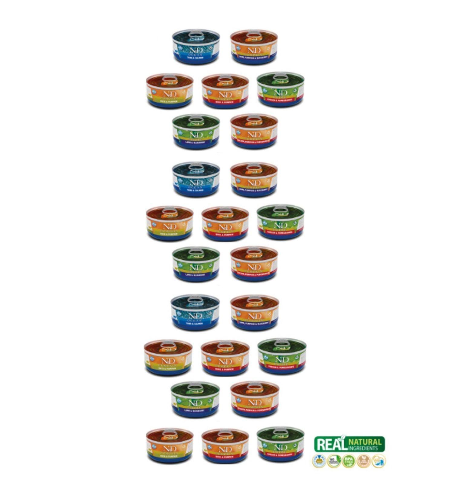 N & D Grain Free Natural Wet Food Grain Free Natural Content Mixed Canned Wet Cat Food 70 Gr X 24 Pieces