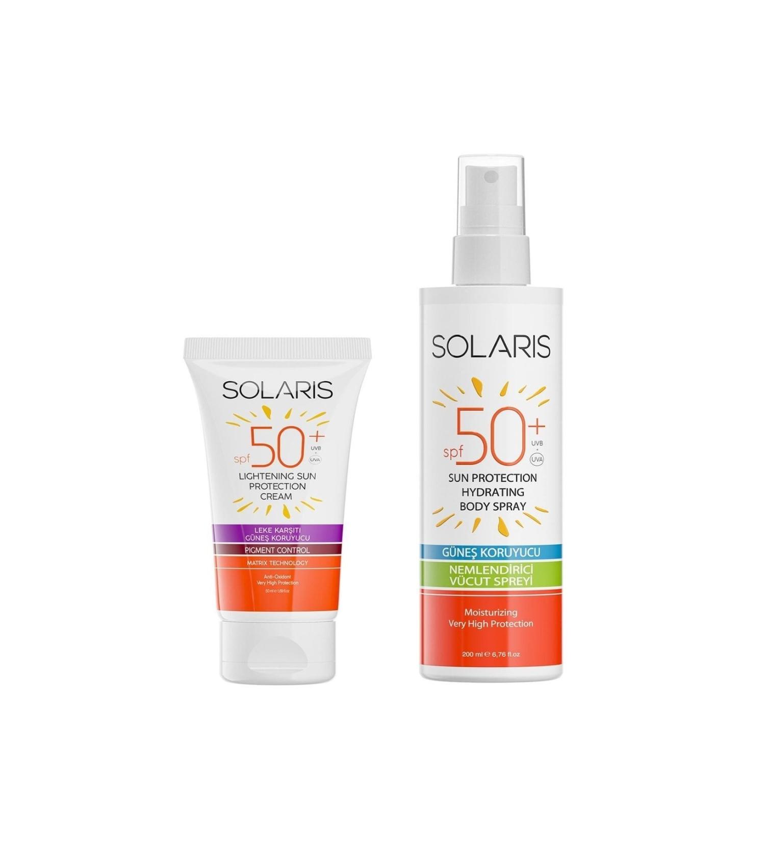 SOLARIS Anti-Spot Sunscreen Cream Spf 50 (50 ML) and Sunscreen Cream Spray Spf 50 High Protection - Buy Online on GoSupps.com