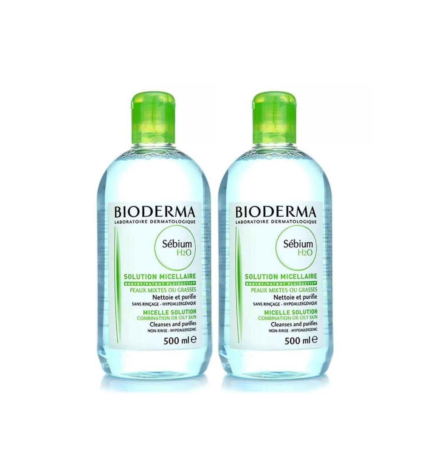 Bioderma Derma Sebium H2o Face and Make-up Cleansing Water 2 X 500 Ml