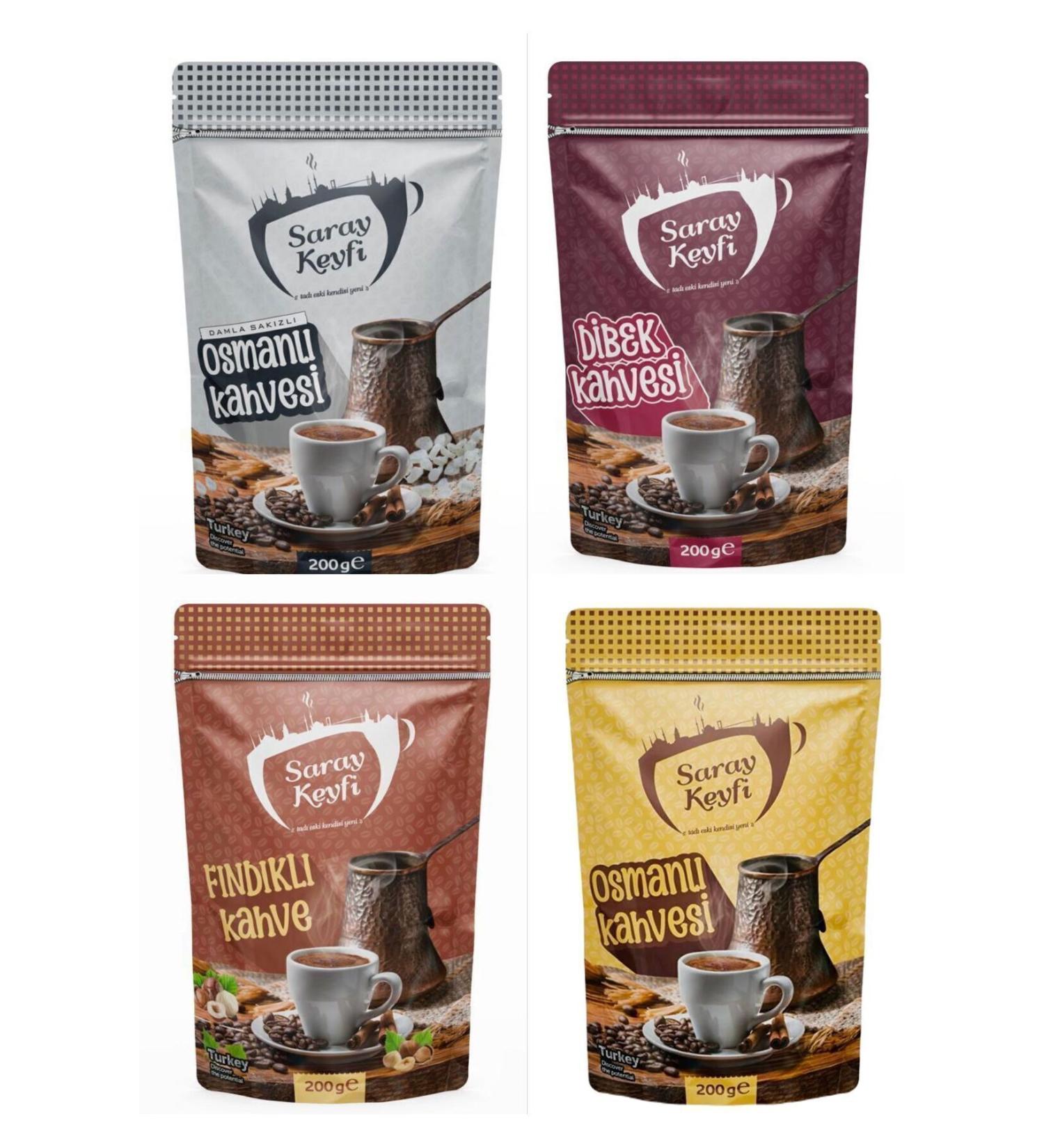 PALACE JOYOUS Mastic Coffee 200 gr Dibek Coffee 200 gr Hazelnut Coffee 200 gr Ottoman Coffee 200 gr