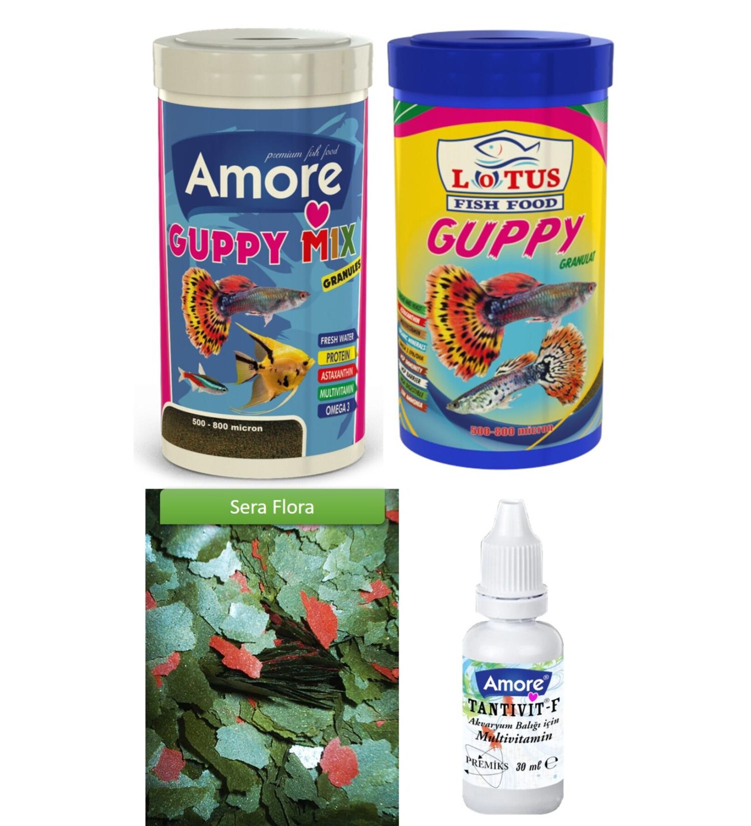 Lotus Guppy Granulat 250 ml + Amore Guppy Mix 250 ml Tropical Fish Food