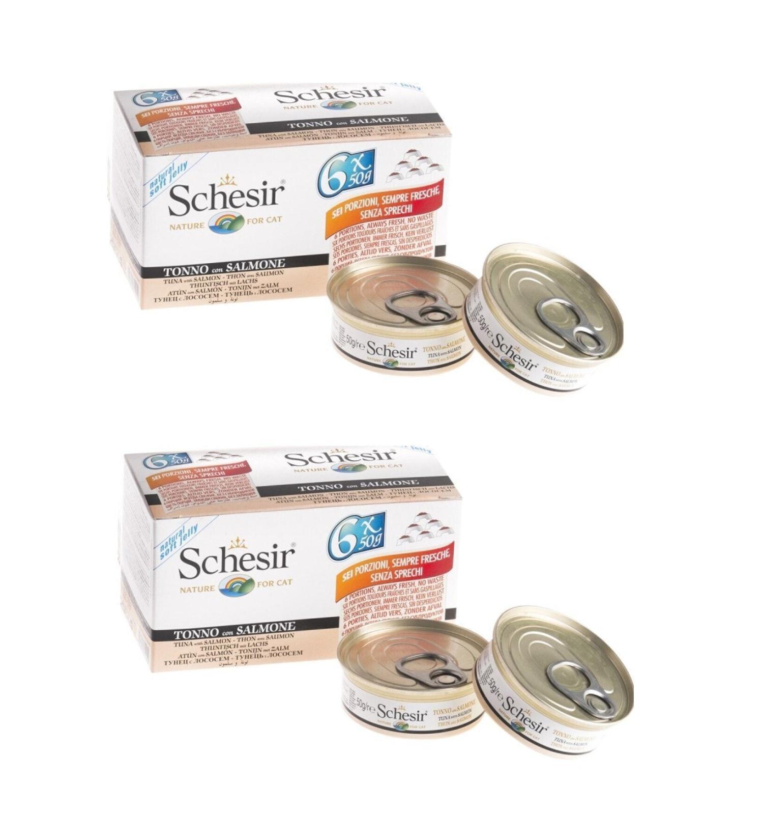 Schesir Multipack Tuna and Salmon Cat Canned Food 6 X 50 Gr 2 Eco Package