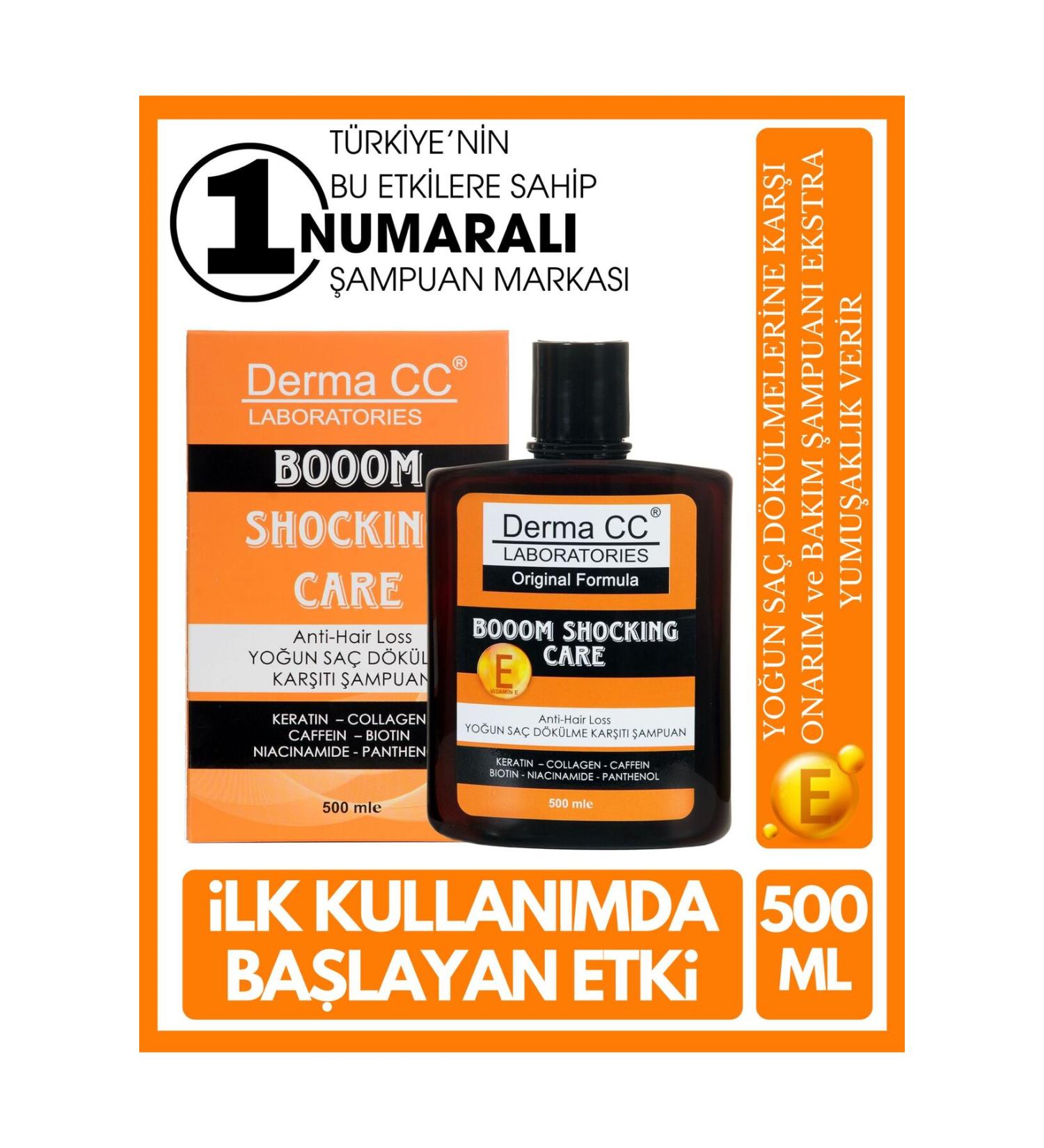 Derma CC LABORATORIES Booom Shocking Care Intensive Anti-Hair Loss Shampoo 500ml - Buy Online on GoSupps.com