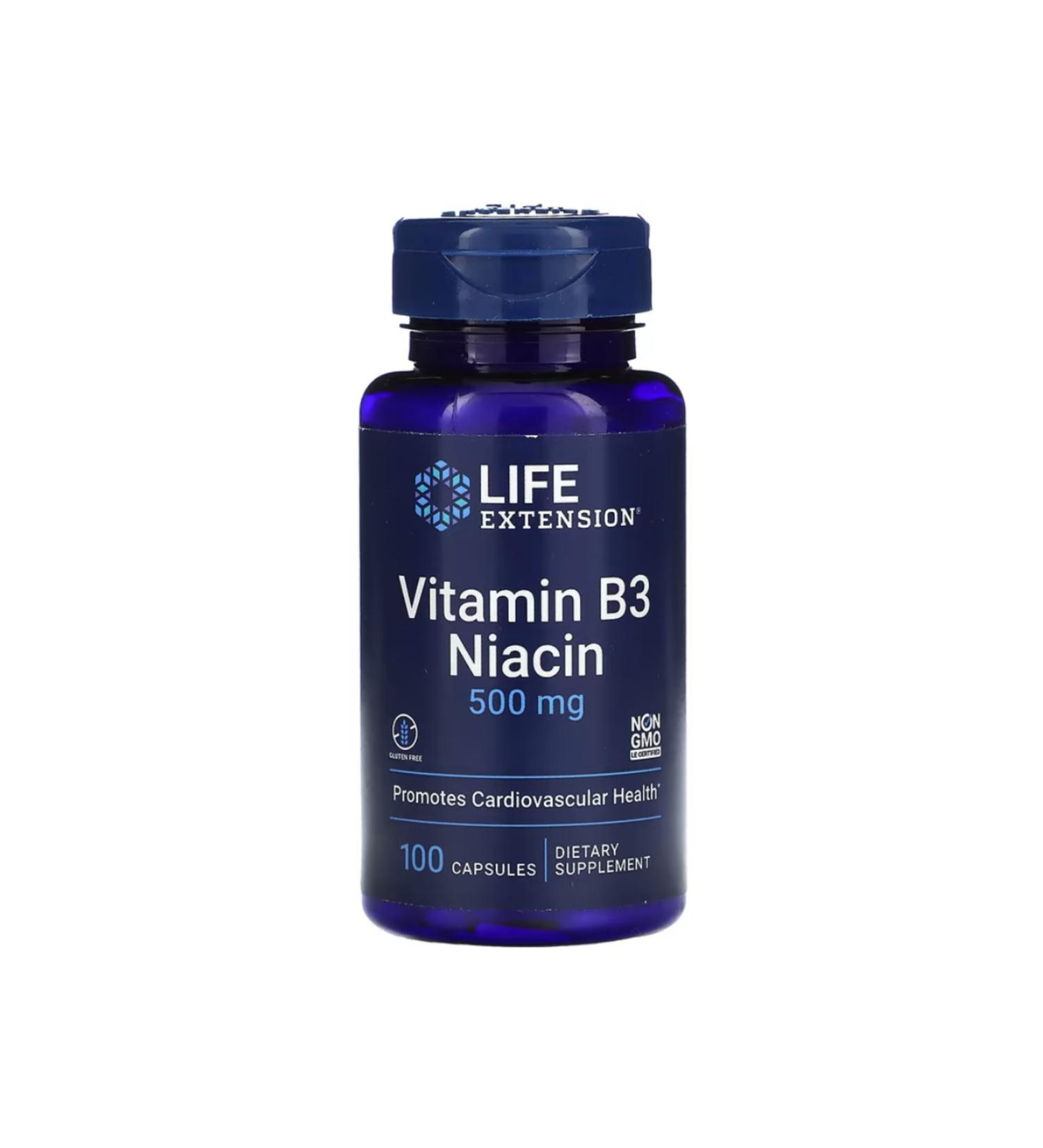 Extension Vitamin B3 Niacin 500 mg 100 Capsules