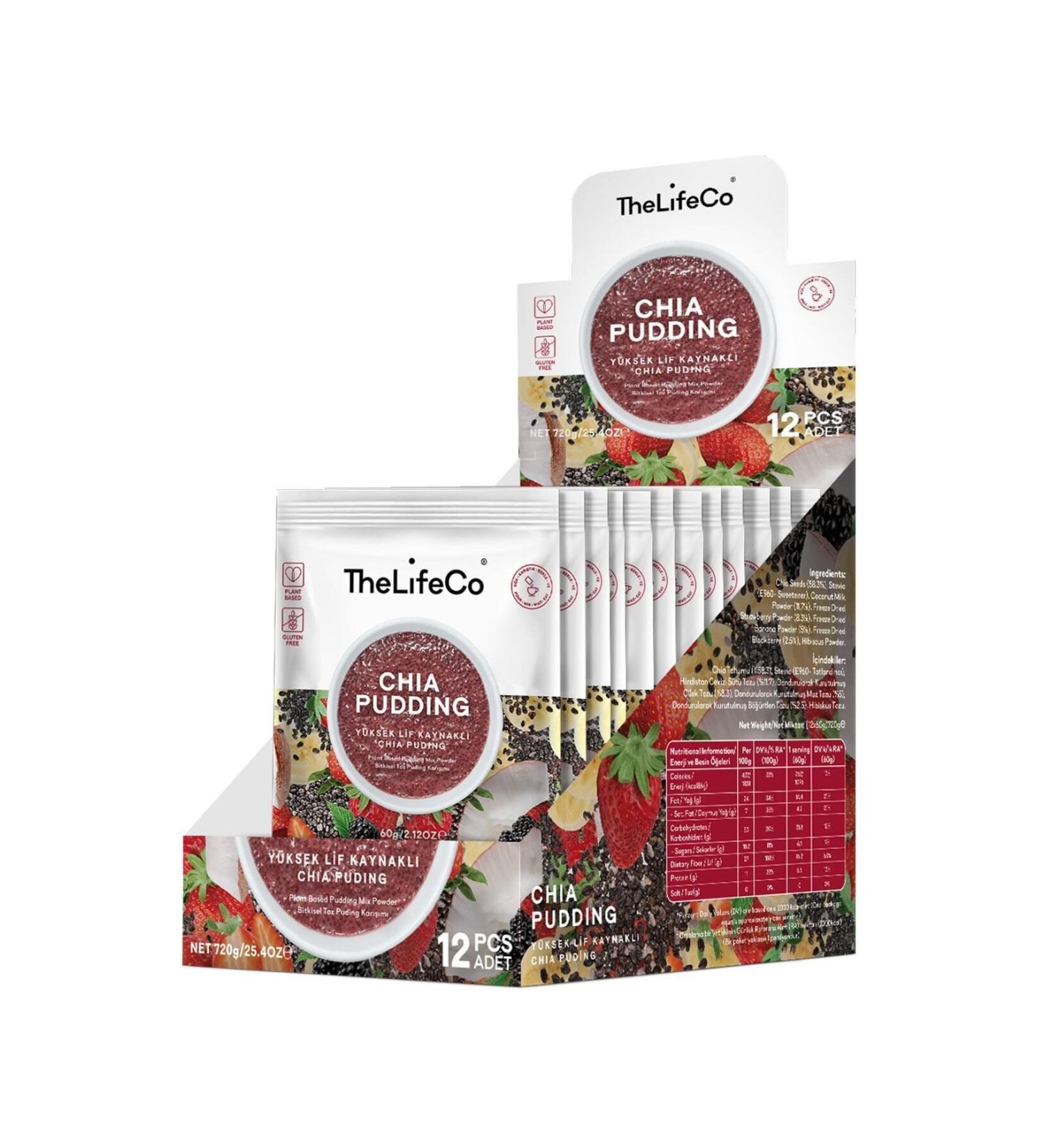 TheLifeCo Chia Pudding (HIGH FIBER PUDDING MIX) 57 G-12 Box (LOW CALORIE VEGAN GLUTEN-FREE) - Buy Online on GoSupps.com