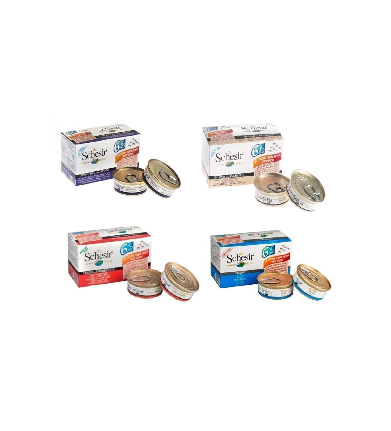 Schesir 4 Types Multipack Canned Mixed 6 X 50 Gr. 4 Piece Eco Package