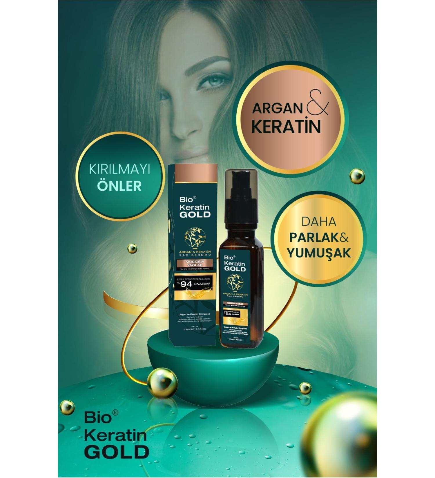 Bio Keratin Gold Argan & Keratin Oil Hair Serum 100 Ml - Buy Online on GoSupps.com