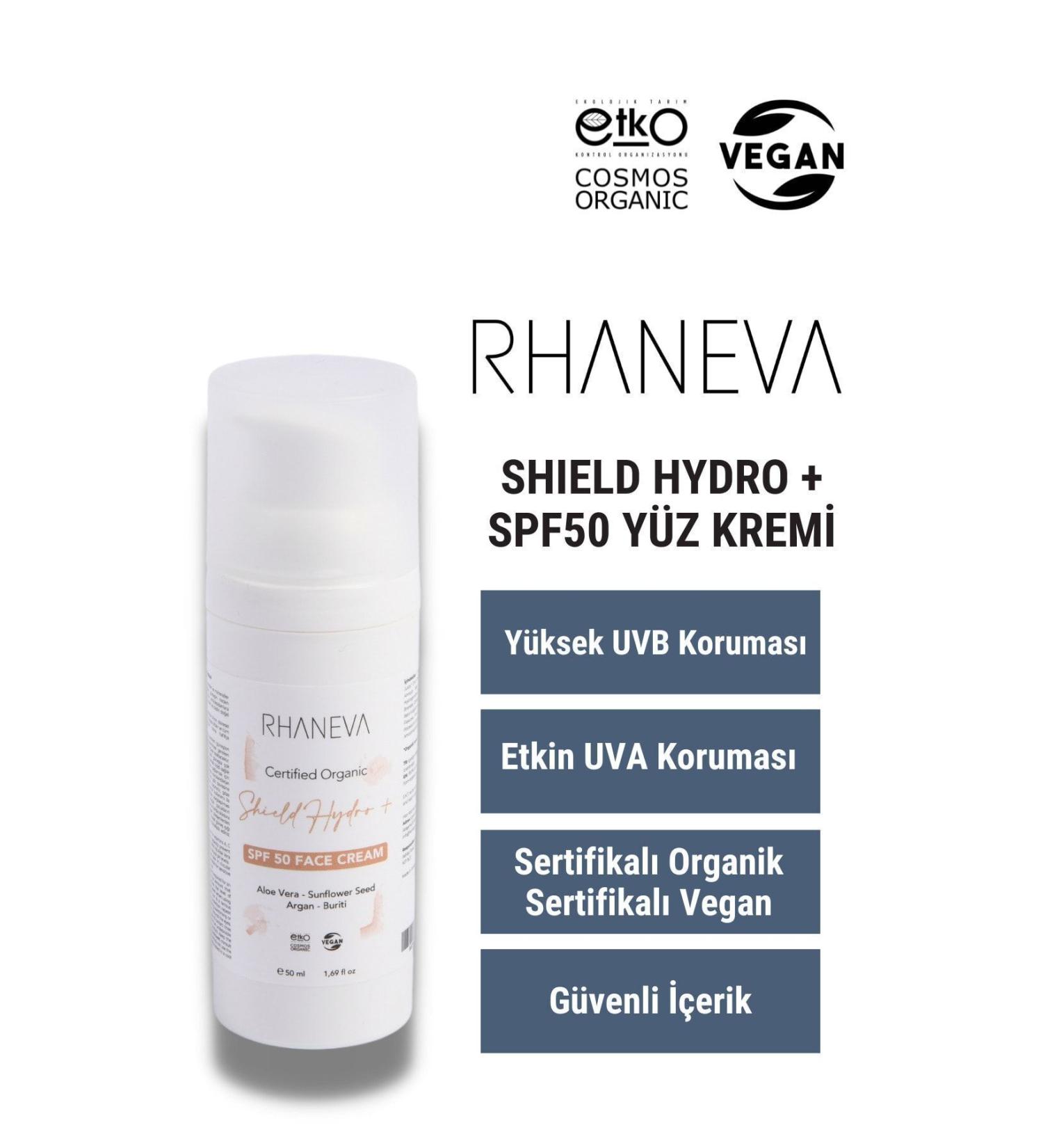 RHANEVA Shield Hydro Spf 50 Broad Spectrum Sunscreen Organic and Vegan Certified 50 Ml - Buy Online on GoSupps.com