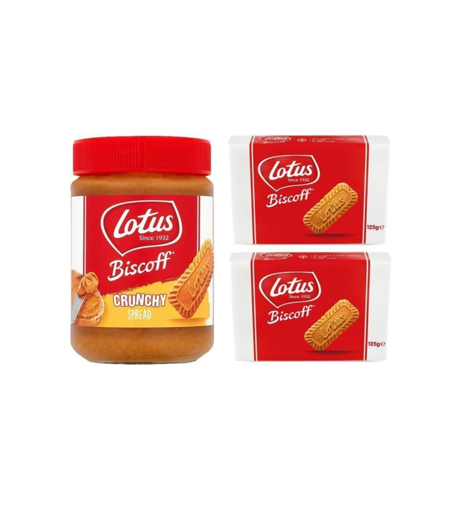 Lotus Biscoff Crunchy Spreadable Biscuit Paste 380 Gr - 2 Caramelized Biscuits 125 Gr