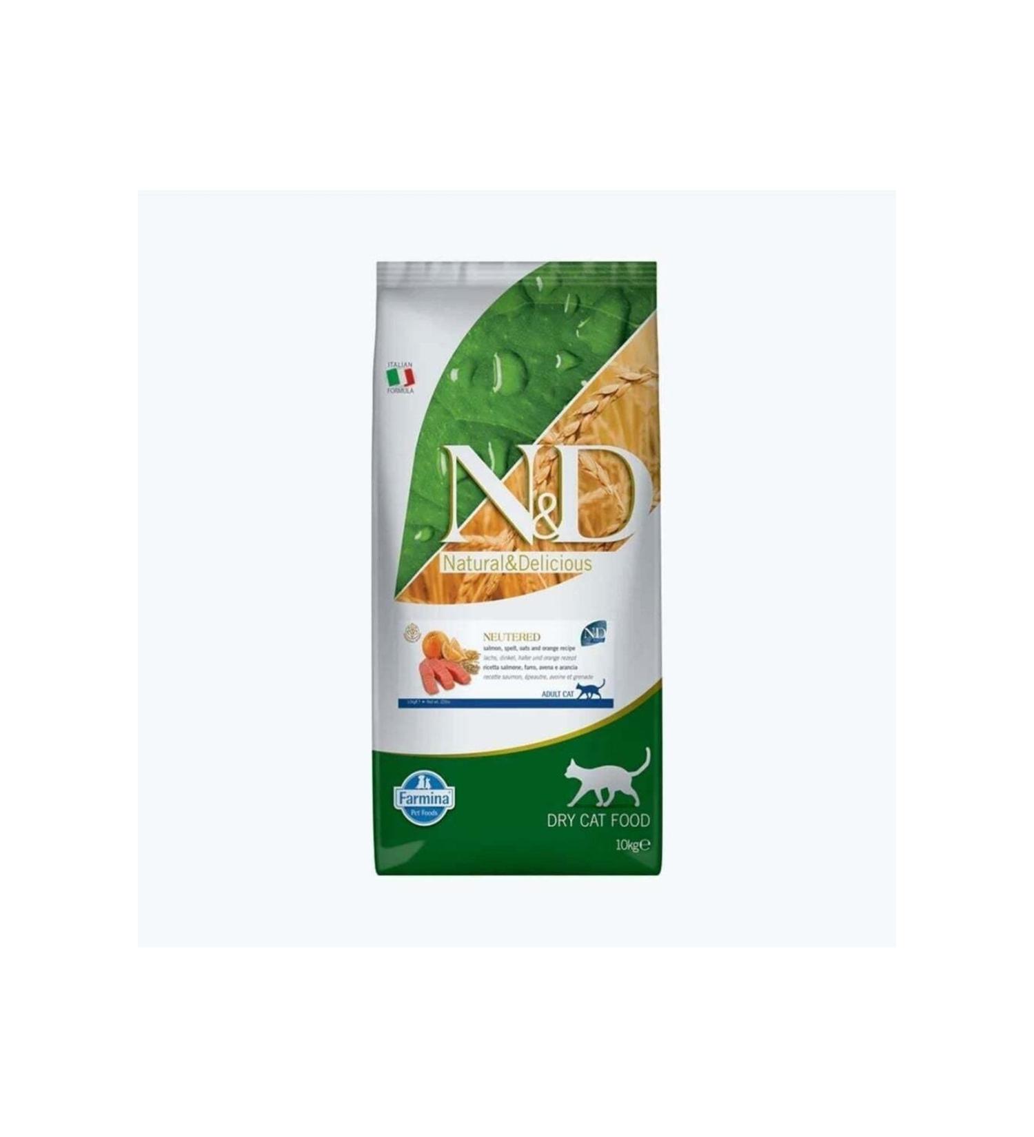 N & D Nd Low Grain Salmon & Orange Sterilized Adult Cat Food 10 Kg - Buy Online on GoSupps.com