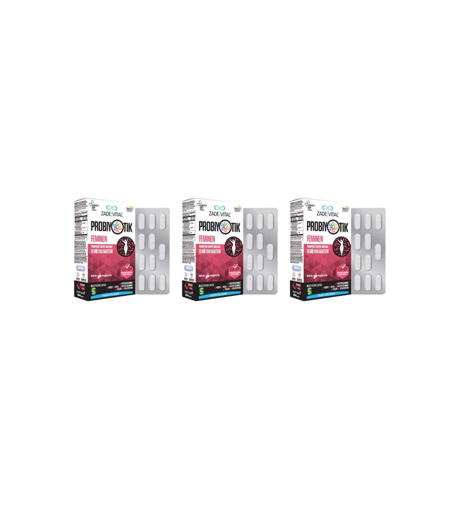 Zade Vital Probiotic Feminine 30 Capsules 3 Pack