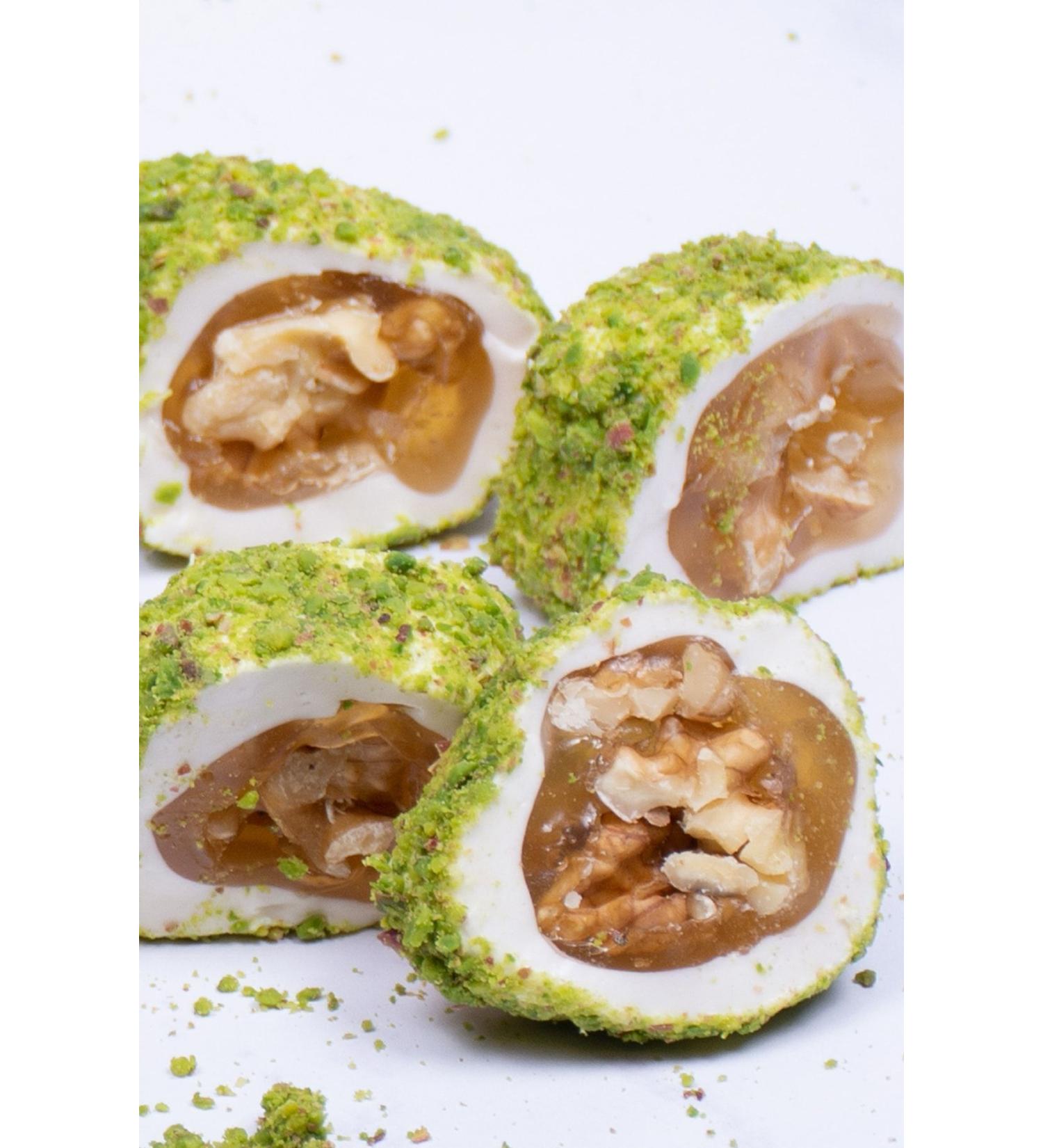 Kurtulu Nuts Dipped Turkish Delight with Pistachio and Walnut 250gr.