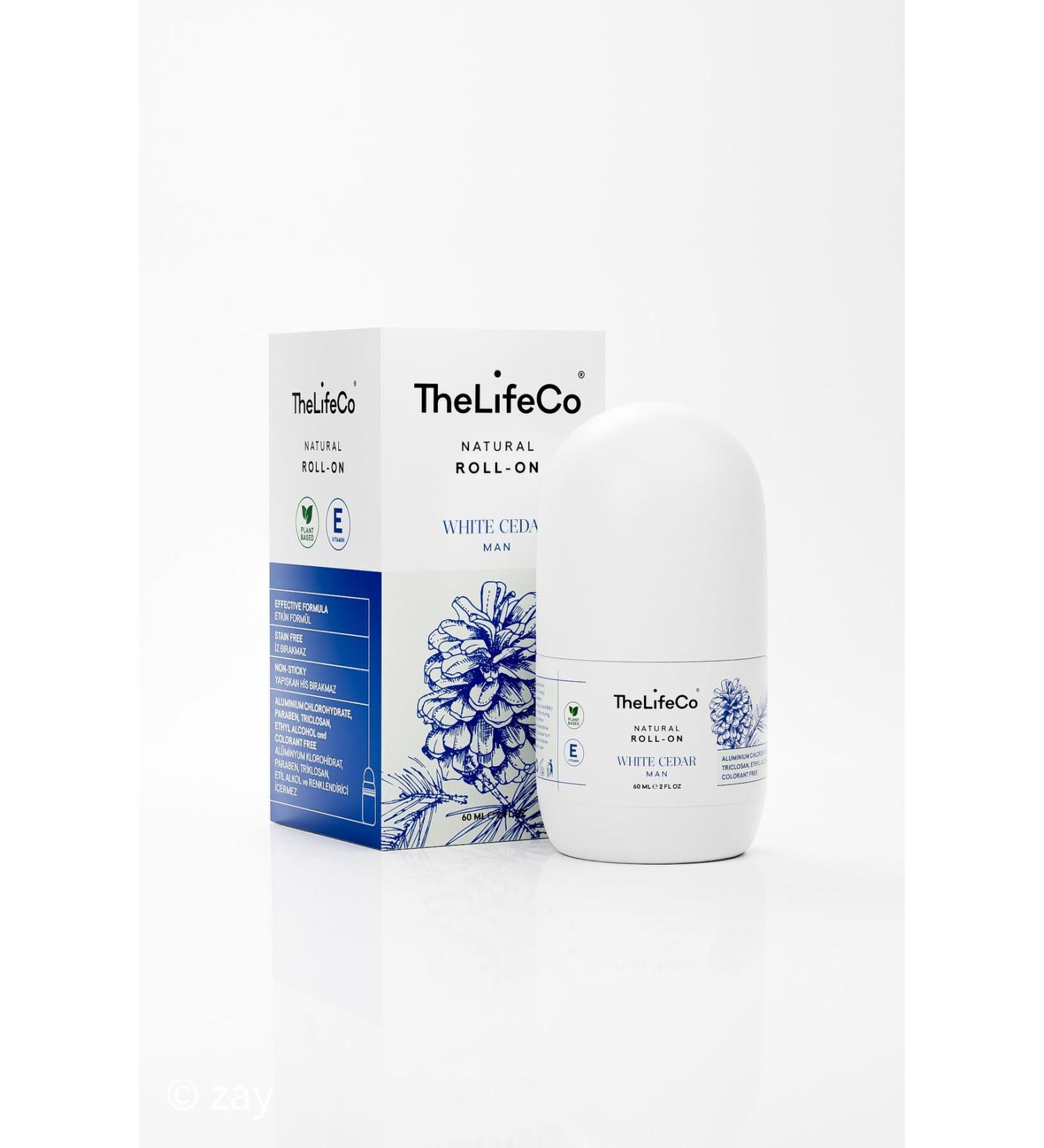 TheLifeCo Natural Roll-on White Cedar(MAN) 60 ml (DOES NOT CONTAIN ALCOHOL ALUMINUM PARABEN SYNTHETIC FRAGRANCE)