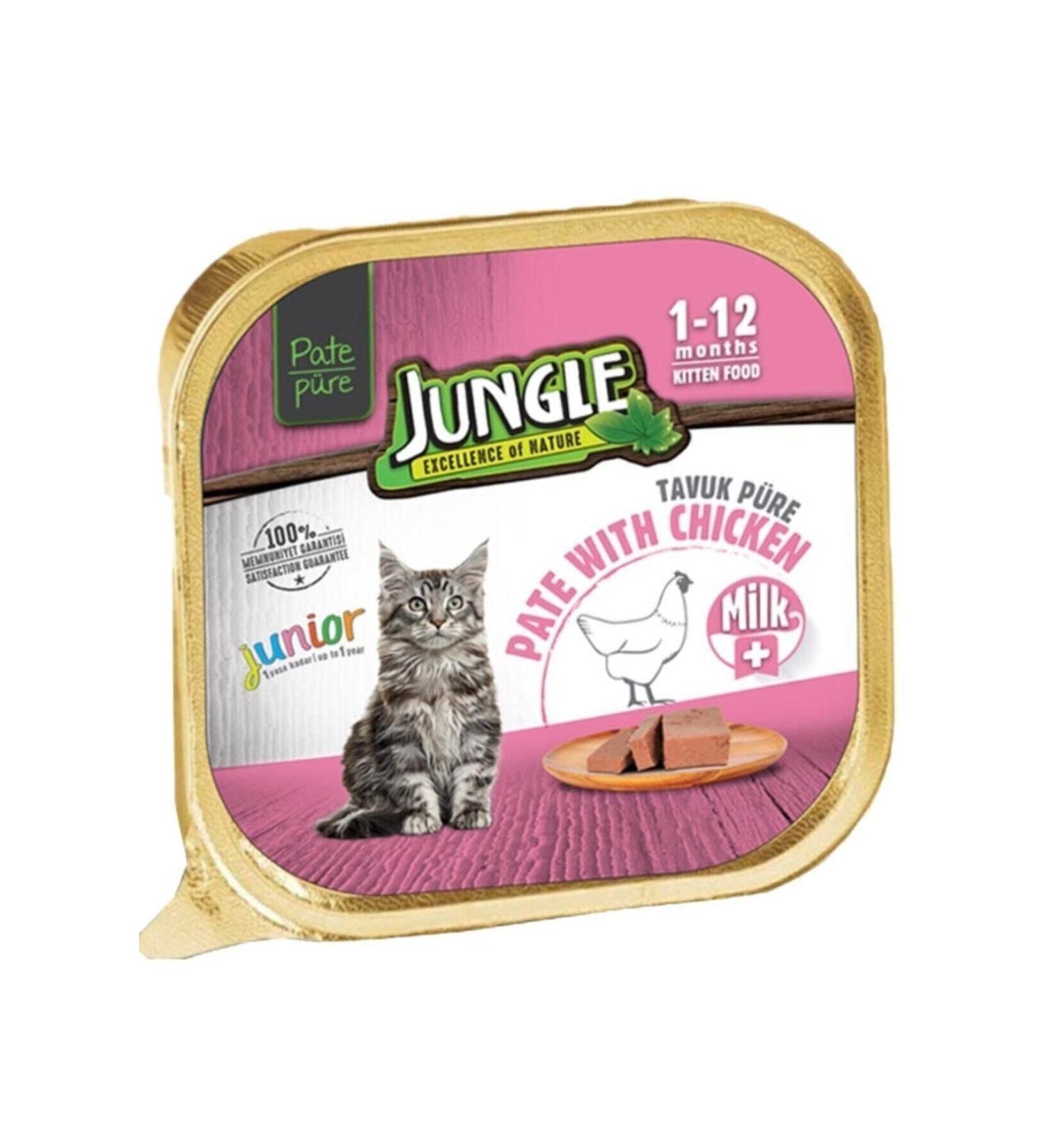 Jungle Pate / paste Milk Chicken Kitten Cat Food 100 Gr X 6 Pieces