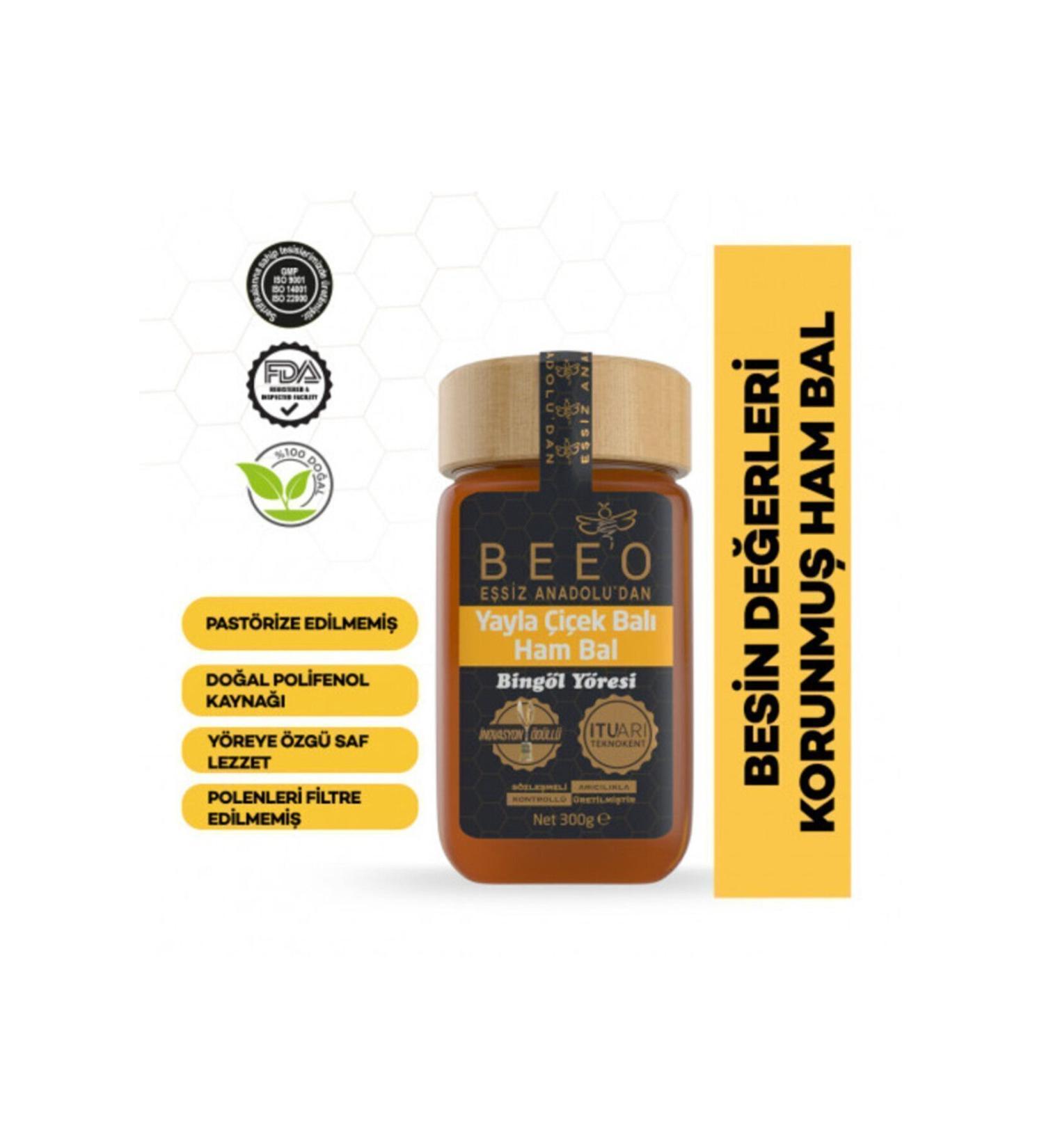 BEE'O Bing l Region Raw Honey 300 gr - Buy Online on GoSupps.com