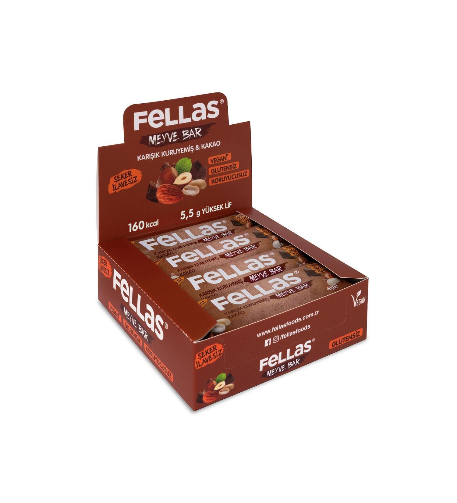 Fellas Fruit Bar - Mixed Nuts and Cocoa 40 gr x 12 Pieces - Buy Online on GoSupps.com
