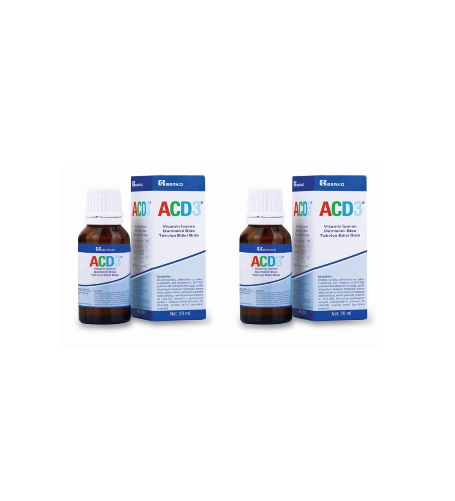 Berko Acd3 Drop Vitamin Supplement 20 Ml 2 Pack