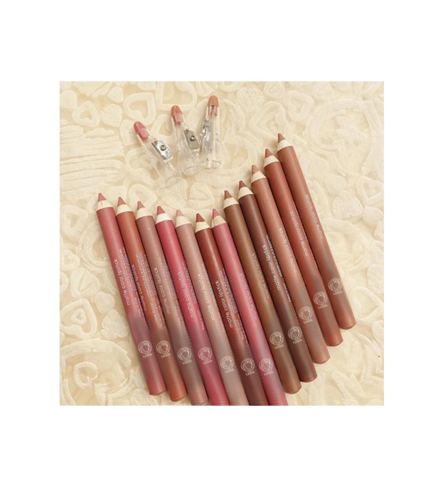 MUJGAN Lip Pencil Matte Color Lipstick Jumbo Thick Pencil Lipstick Waterproof Set of 12