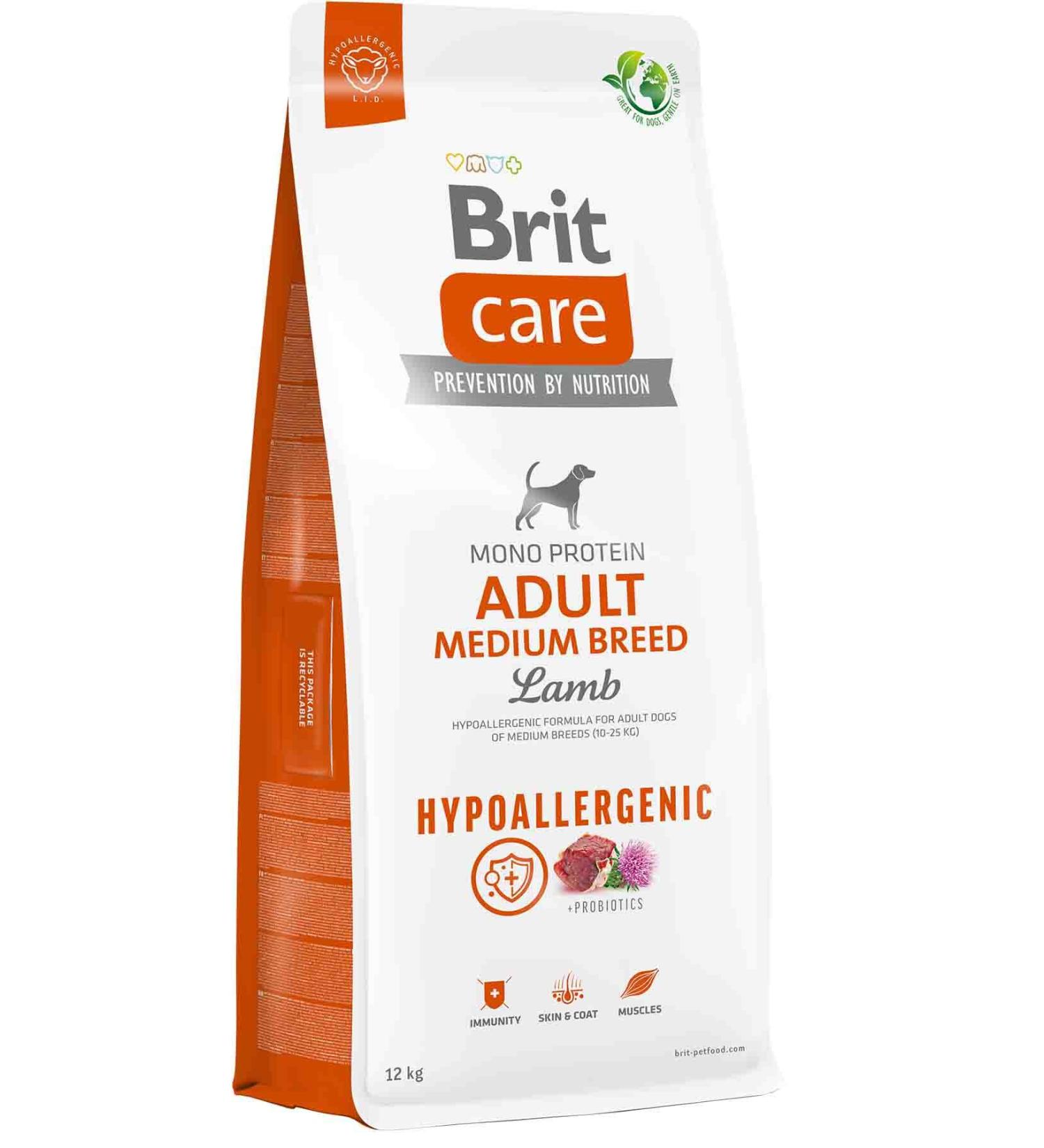 Brit Care mono protein medium adult 12kg hypoallergenic lamb meat adult dog food
