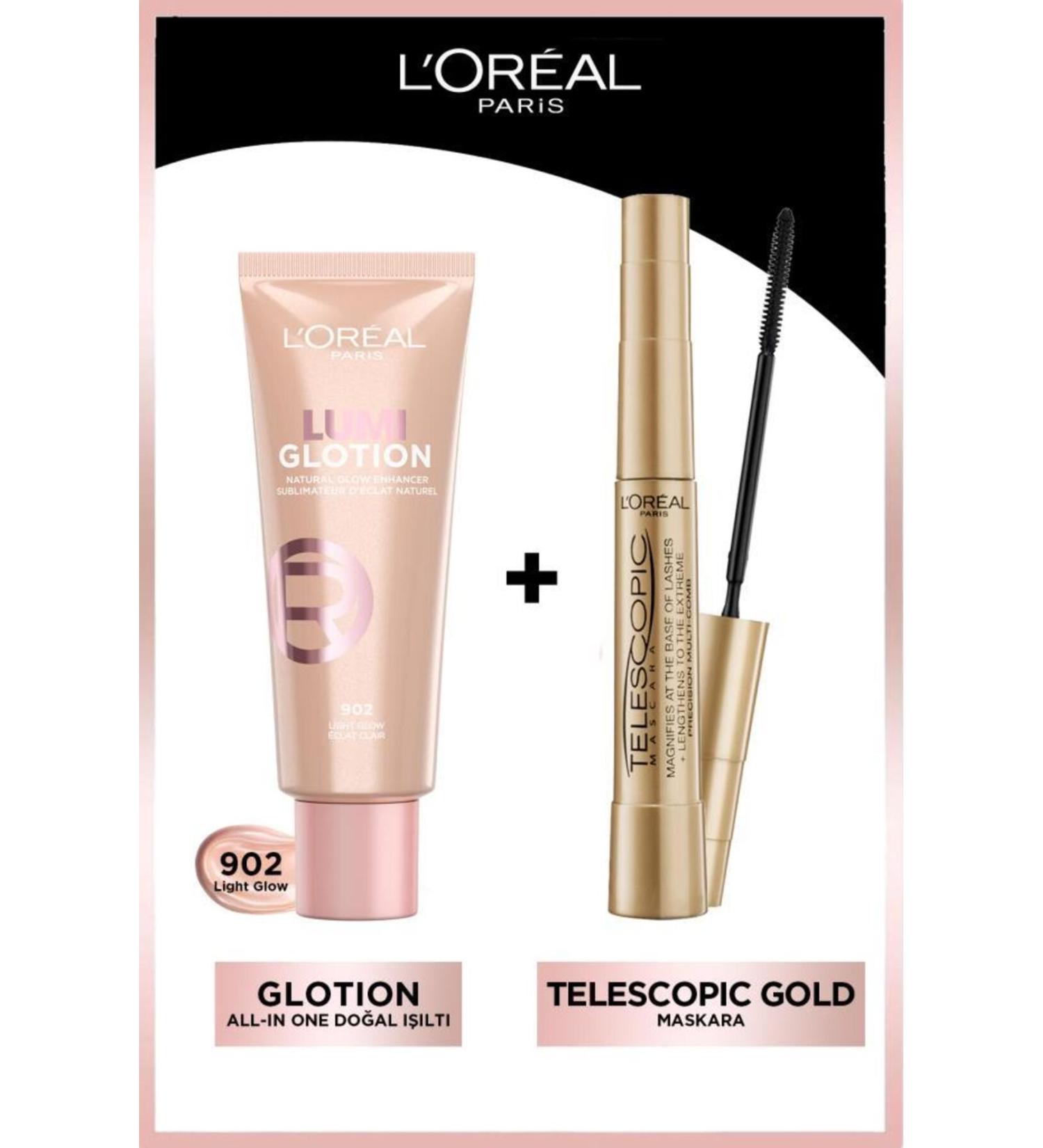 L'Oreal Paris Telescopic Mascara & Glotion All-in-one Natural Shine 902 Makeup Set - Buy Online on GoSupps.com