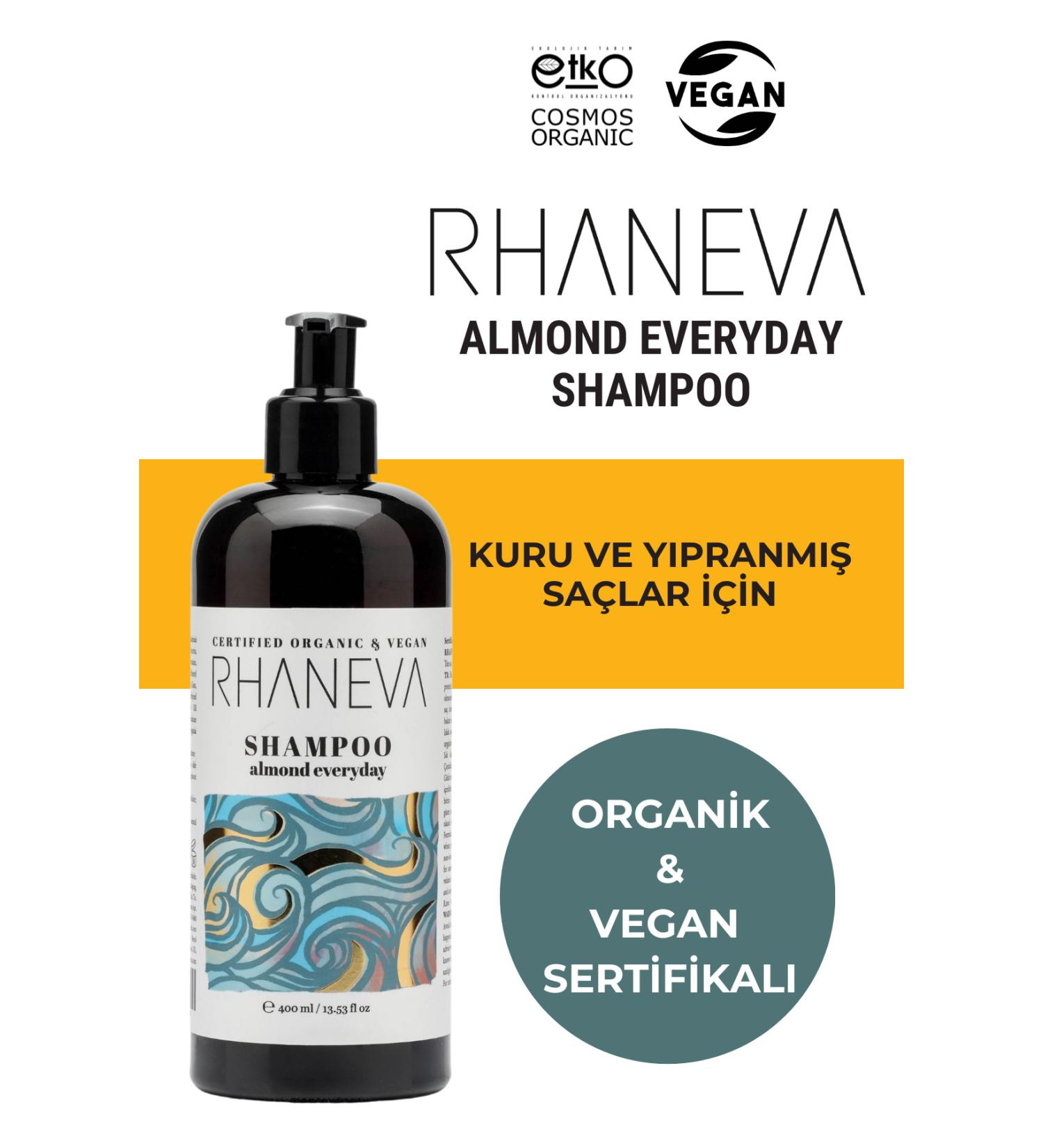 RHANEVA Almond Everyday Shampoo For Dry and Damaged Hair Organic and Vegan 400 ml - Buy Online on GoSupps.com