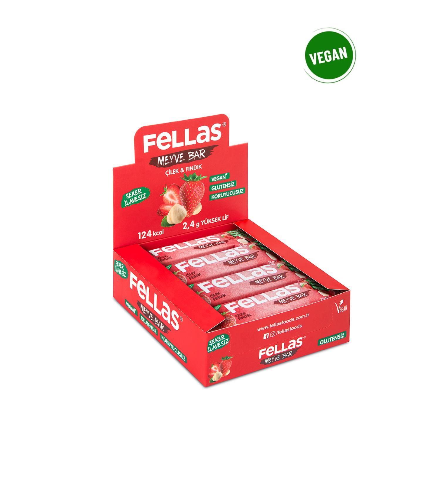 Fellas Fruit Bar - Strawberry and Hazelnut 35g x 12 Pieces - Buy Online on GoSupps.com
